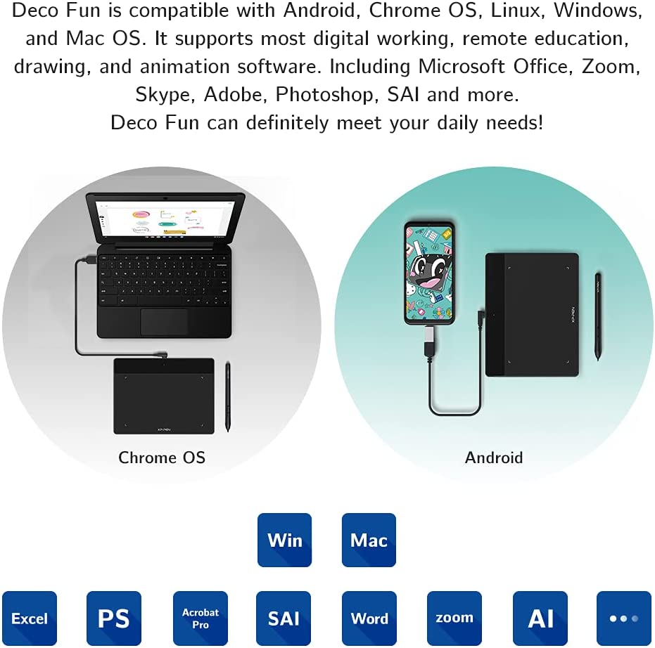 XP-PEN Deco Fun S Graphic Drawing Tablet 6X4 Inches Digital Sketch Pad OSU Tablet for Digital Drawing, OSU, Online Teaching-For Mac Windows Chrome Linux Android OS (Black) image number 5