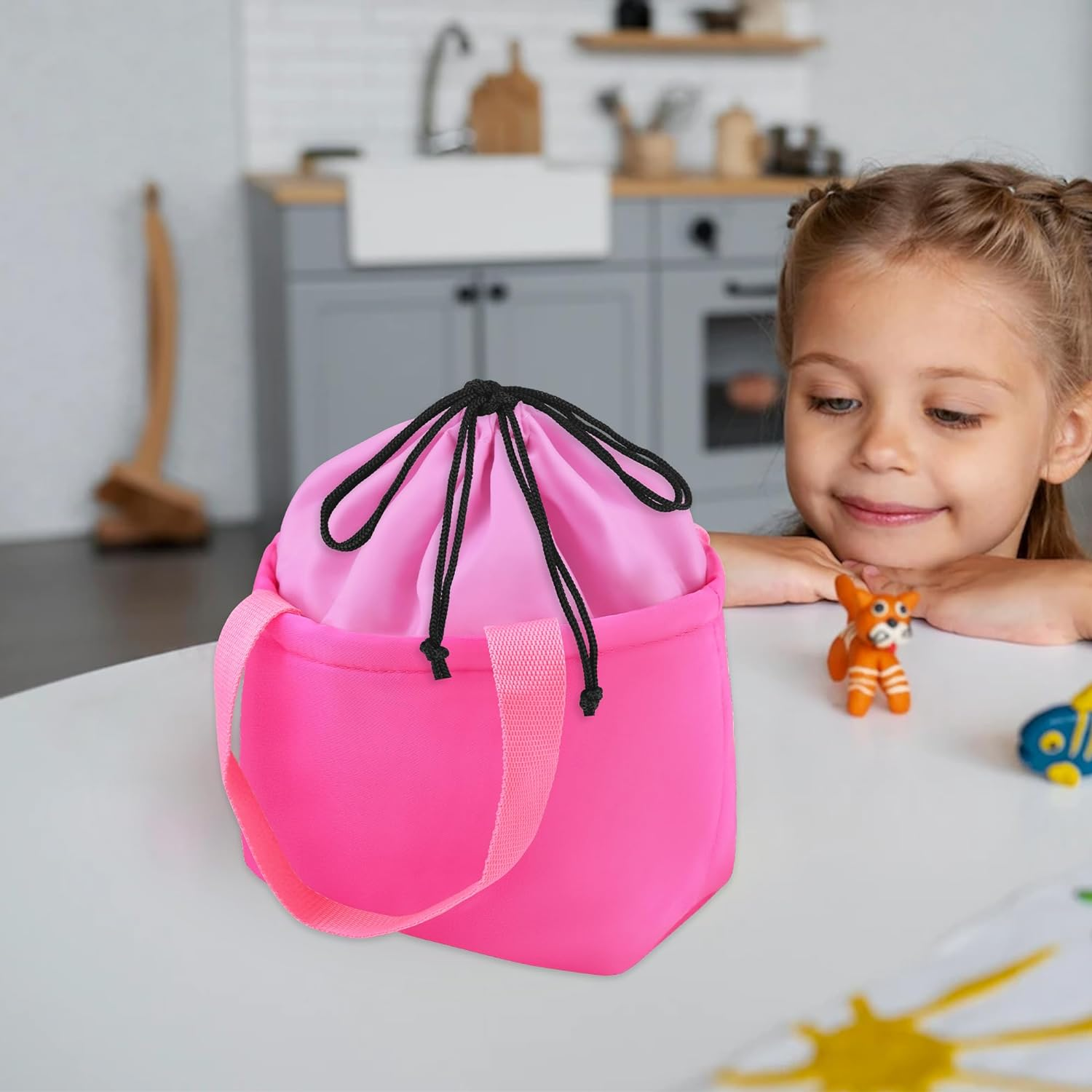 Annmore Kids Tote Bag for Toniebox Starterset, with Pockets to Hold 5-15 Tonie Characters, Compatiable with Yoto Player, Carry Multiple Yoto Cards, Pink, Modern image number 3