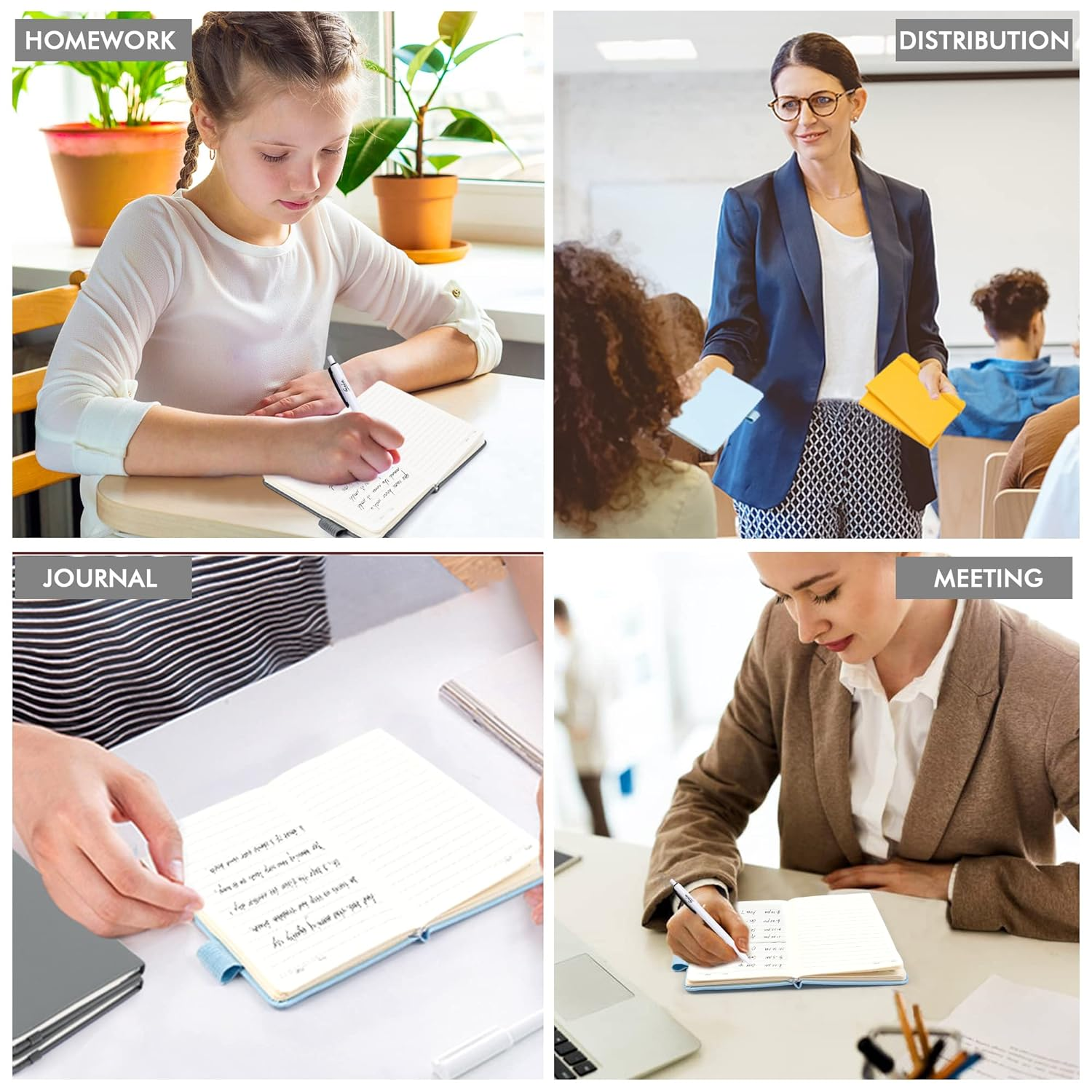 Feela Pocket Notebook Journals, Mini Cute Small Hardcover College Ruled Notepad Office School Supplies, with 3 Black Pens, 3.5&rdquo;X 5.5&rdquo;, 3 Pack, A6, Solid Colors, Gray, Yellow, Light Blue