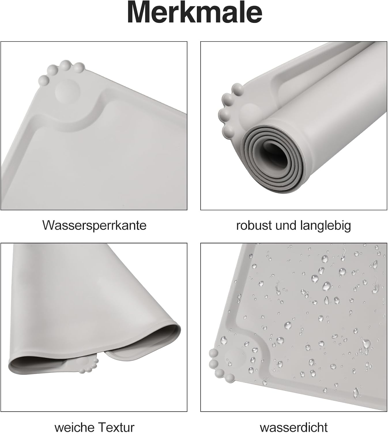 Dog Cat Feeding Mat, Silicone Waterproof Pet Food Mat, Dog and Cat Bowl Mat Non-Slip Mat for Feeding Bowl Dog and Cat Feeding Bowl, Feeding Mat 48 X 30 Cm image number 1