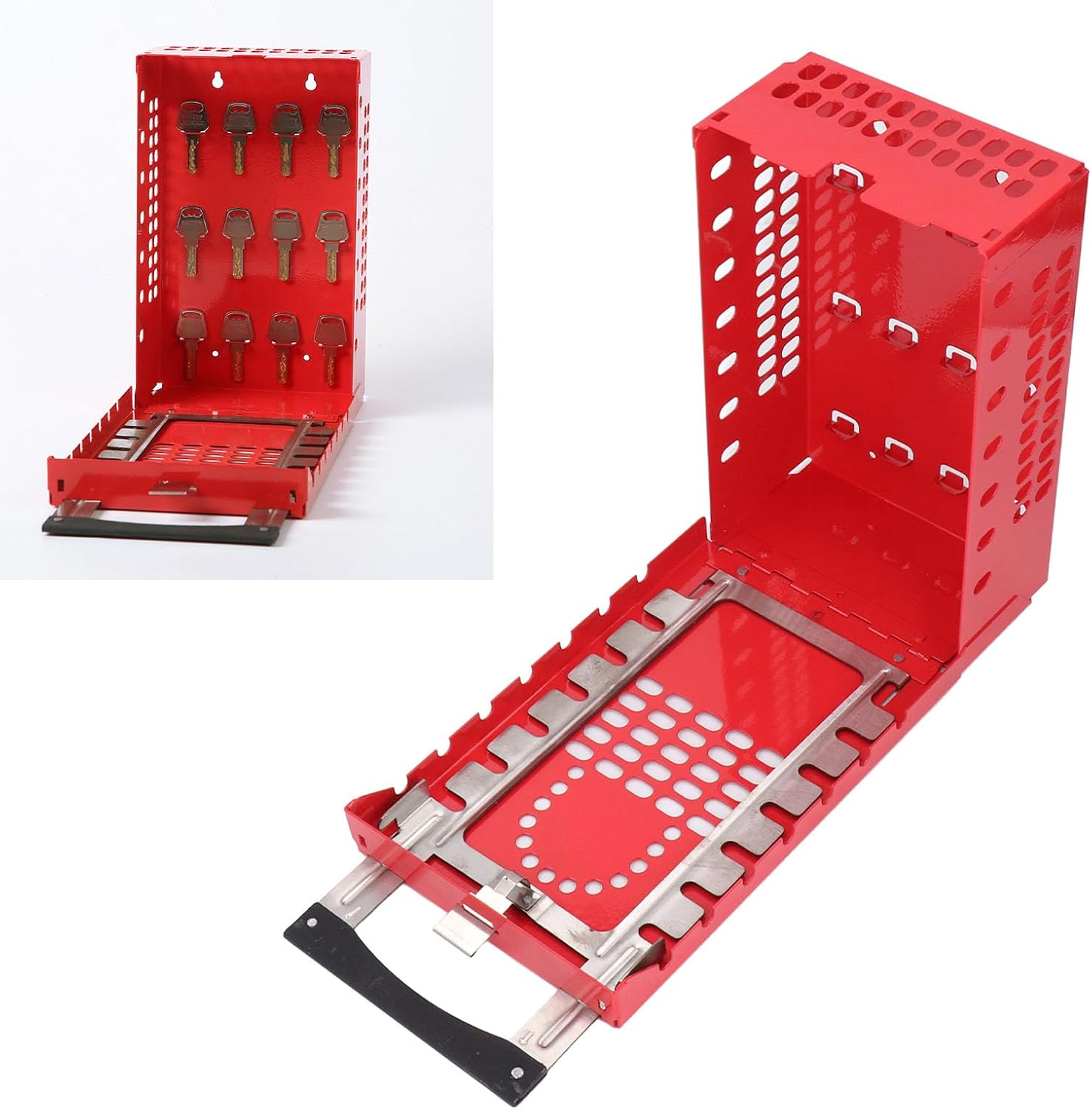 Lockout Tagout Group Lock Box, Portable Safety Group Padlock Box, Premium Loto Group Box, for OSHA Compliant Group Loto Procedures, 14 Padlocks Capacity(Red) image number 6