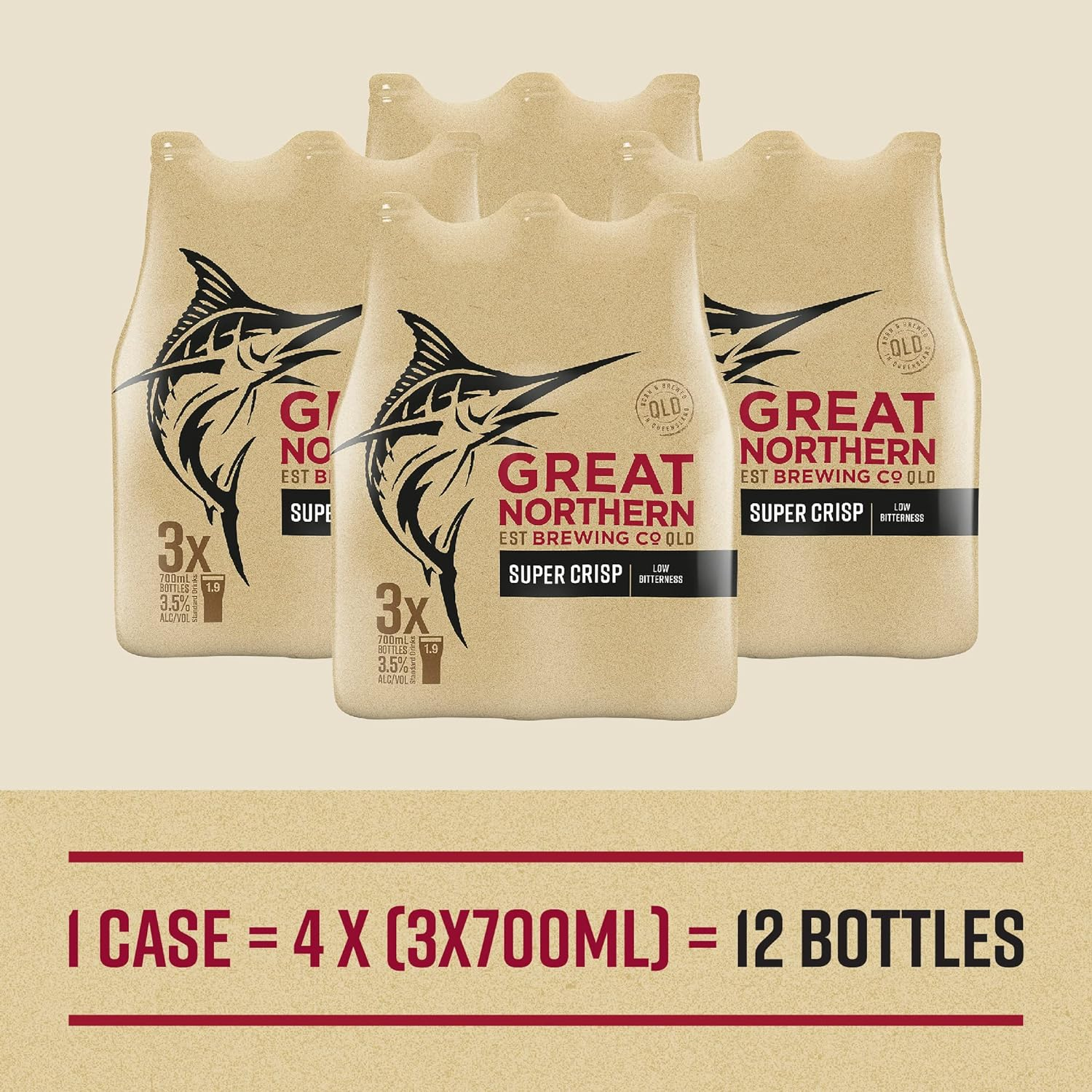 Great Northern Super Crisp Lager, Smooth & Refreshing Finish, 3.5% ABV, 700Ml (Case of 12 Bottles) image number 3