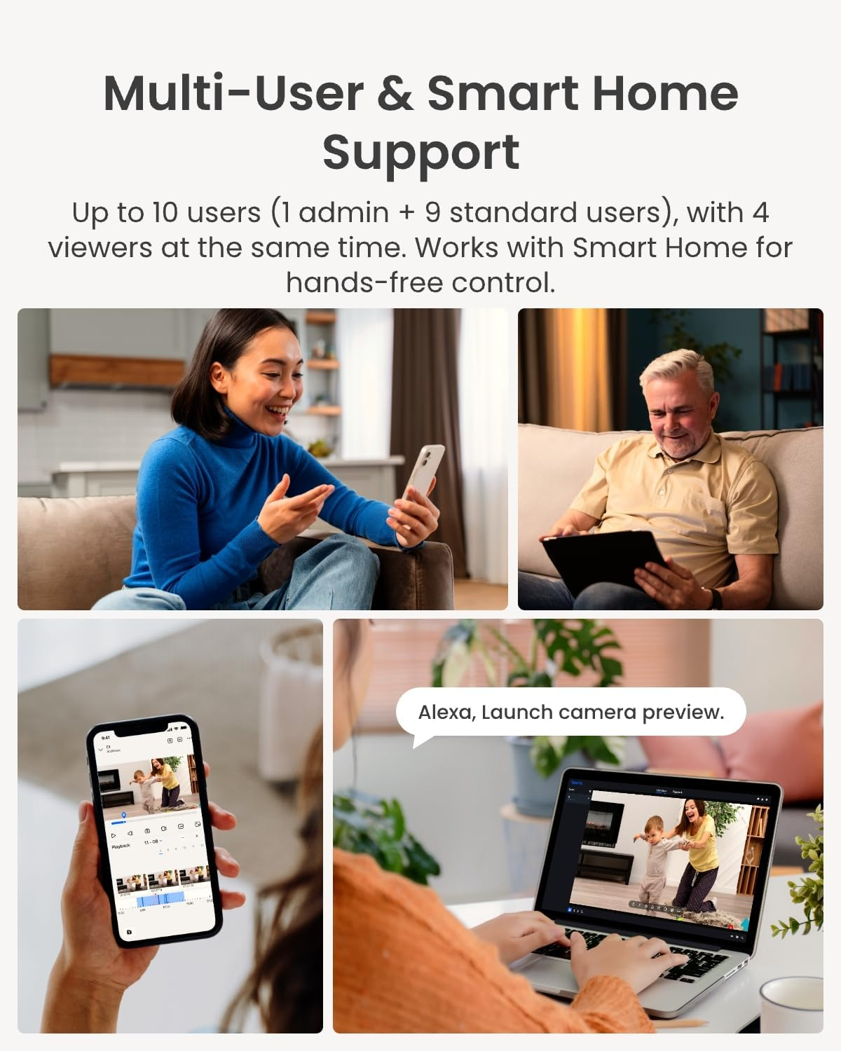 Reolink E1 2K Security Camera Indoor 360&deg; Pan/Tilt, Wifi Home Cameras for Baby/Pet Monitor Surveillance, Crying Detection, Auto Tracking,Night Vision,2.4Ghz Wifi, 24/7 Recording, 2-Way Talk,Sd & Cloud image number 2