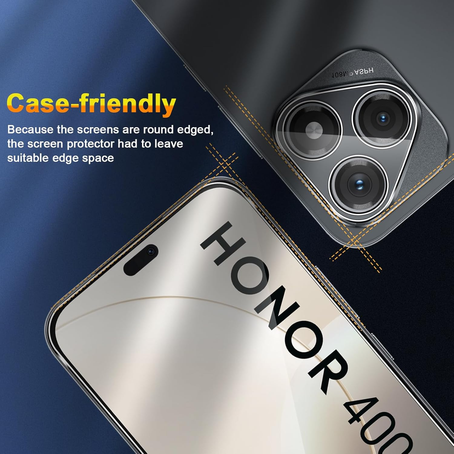 QULLOO Screen Protector for Honor 400 Lite, Pack of 2 Screen Protectors with 2 Camera Protection, 9H Hardness Tempered Glass HD Clear Protective Glass Anti-Scratch Film image number 2