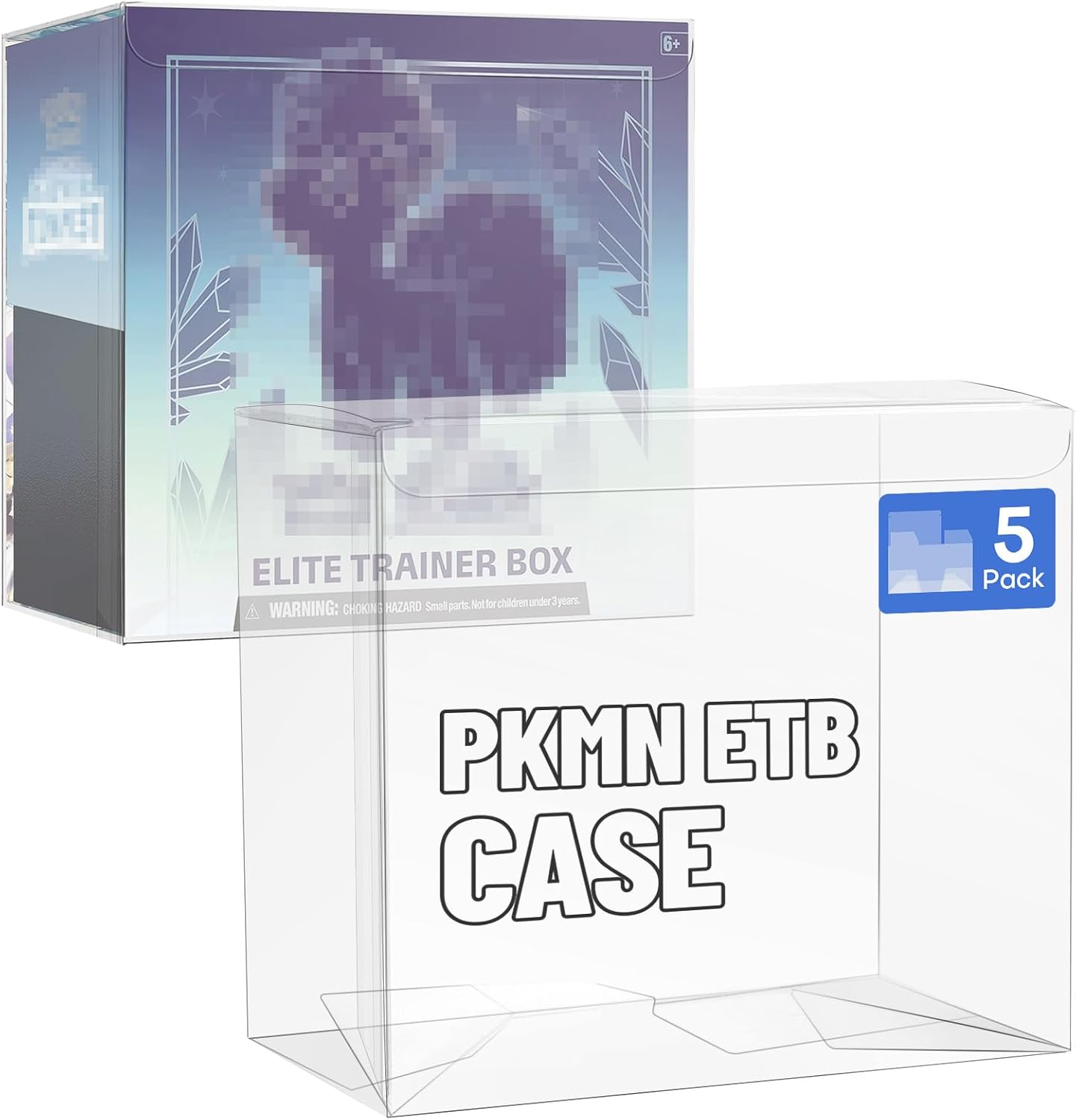 5 Pack Clear PKMN ETB Protector Case, PKMN Elite Trainer Box Protector, PET Plastic Display Box Protector for Collectors Gifts Elite Trainer Boxes - 0.5Mm Thick (Pack of 5) image number 5