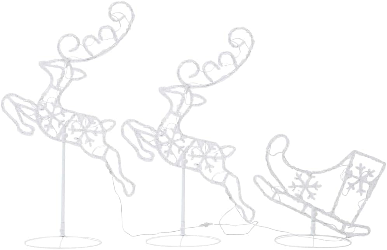 Christmas Reindeer, Xmas Light up Reindeer Outdoor Yard Christmas Decoration Acrylic Christmas Flying Reindeer&Sleigh 260X21X87Cm Colourful image number 6