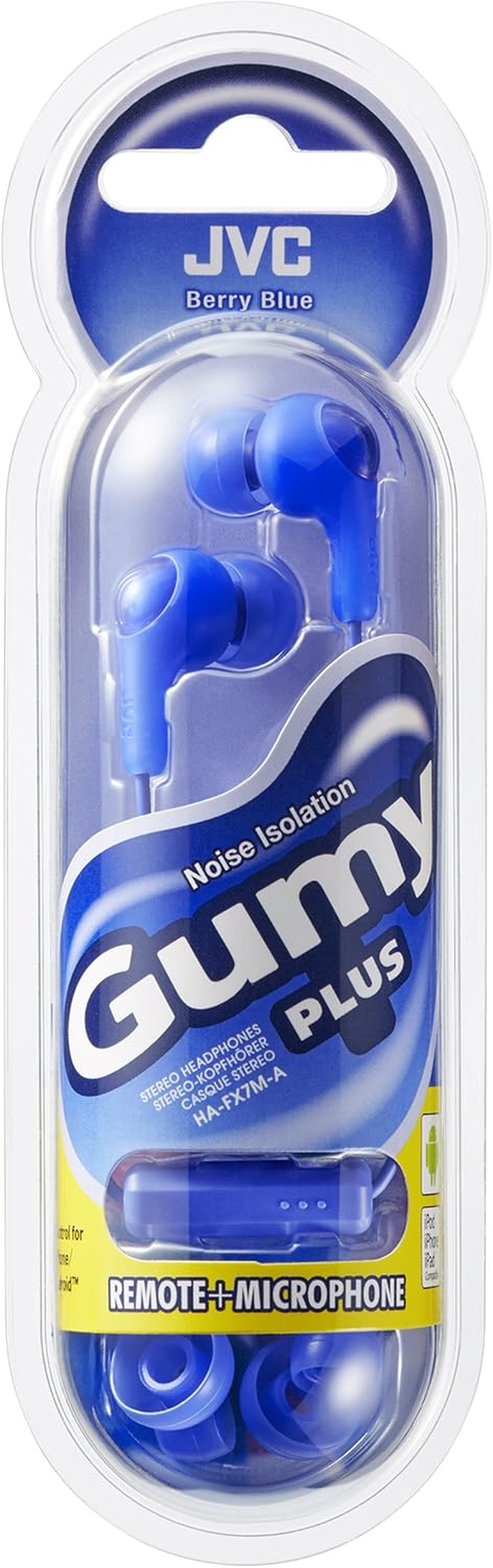 JVC Gumy plus in Ear Headphones Earphones with Bass Boost, Comfortable Earbuds and Built in Mic and Remote for Call Handling, Blue image number 3