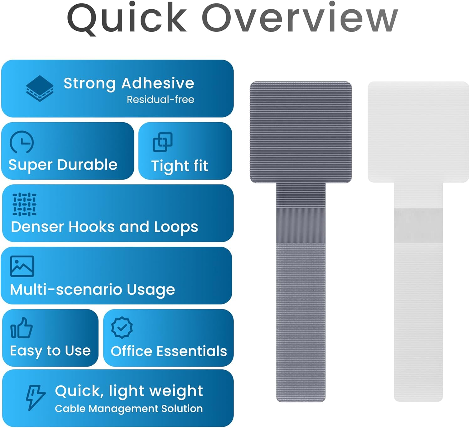 LX Intmfr. Hook and Loop Cable Ties, Self Adhesive Hook and Loop Cable Straps, Sticky-Back Cord Organizer, Cable Clip, Household & Office Essentials, 40Pcs per Pack image number 5