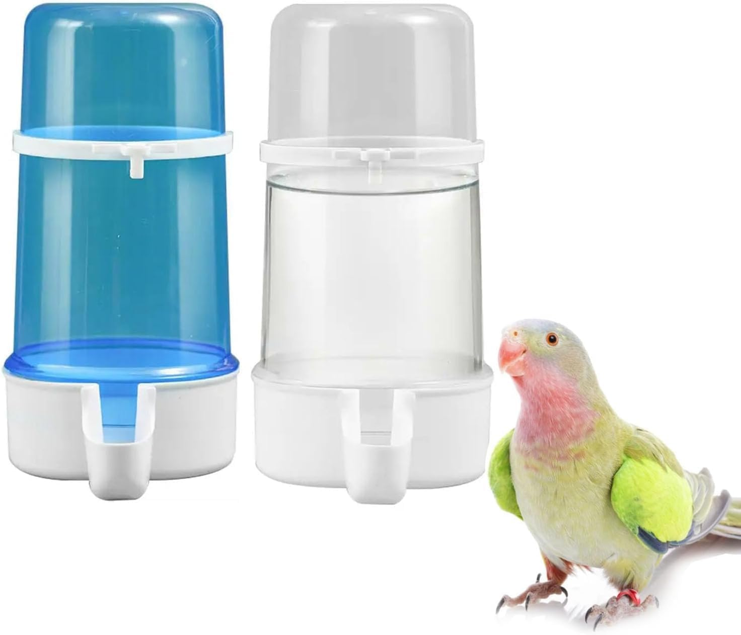 2Pcs Plastic Bird Feeder Parrot Water Feeders Parrot Water Dispenser Pet Bird Plastic Water Clip for Bird Cage Accessories Large Capacity Design image number 1