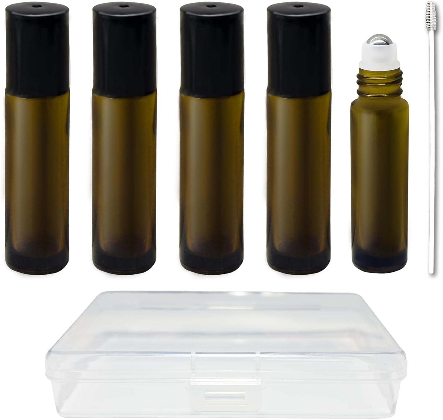 ZOHEA 5 PCS Roller Bottles 10Ml, Amber Glass Roller Ball Bottle with Stainless Steel Ball, Thick Refillable Containers for Essential Oil/Perfume/Lip Gloss/Aromatherapy/Facial Body Care image number 2