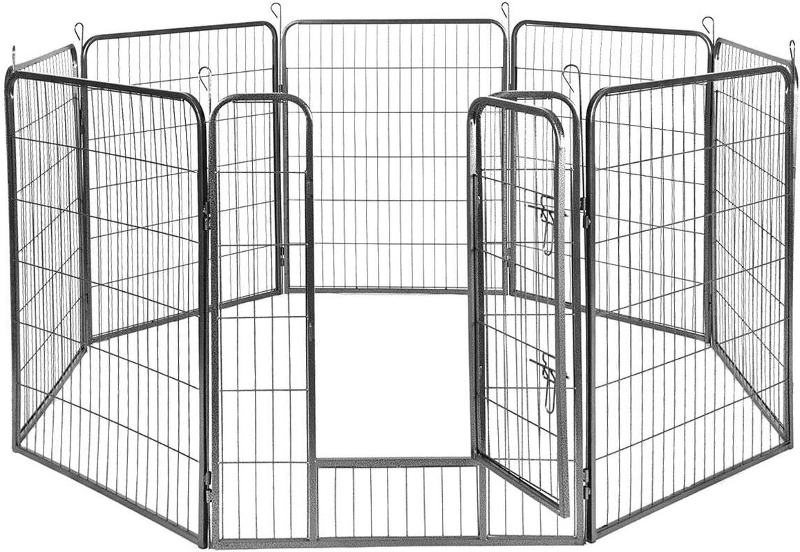 Giantex 40 Inch Dog Fence with Door, 16/8 Panels Dog Playpen for outside Large Dogs, Portable Pet Playpen Fencing Enclosures, Heavy Duty Metal Camping Fences for the Yard (8 Panels, 40 Inch) image number 5