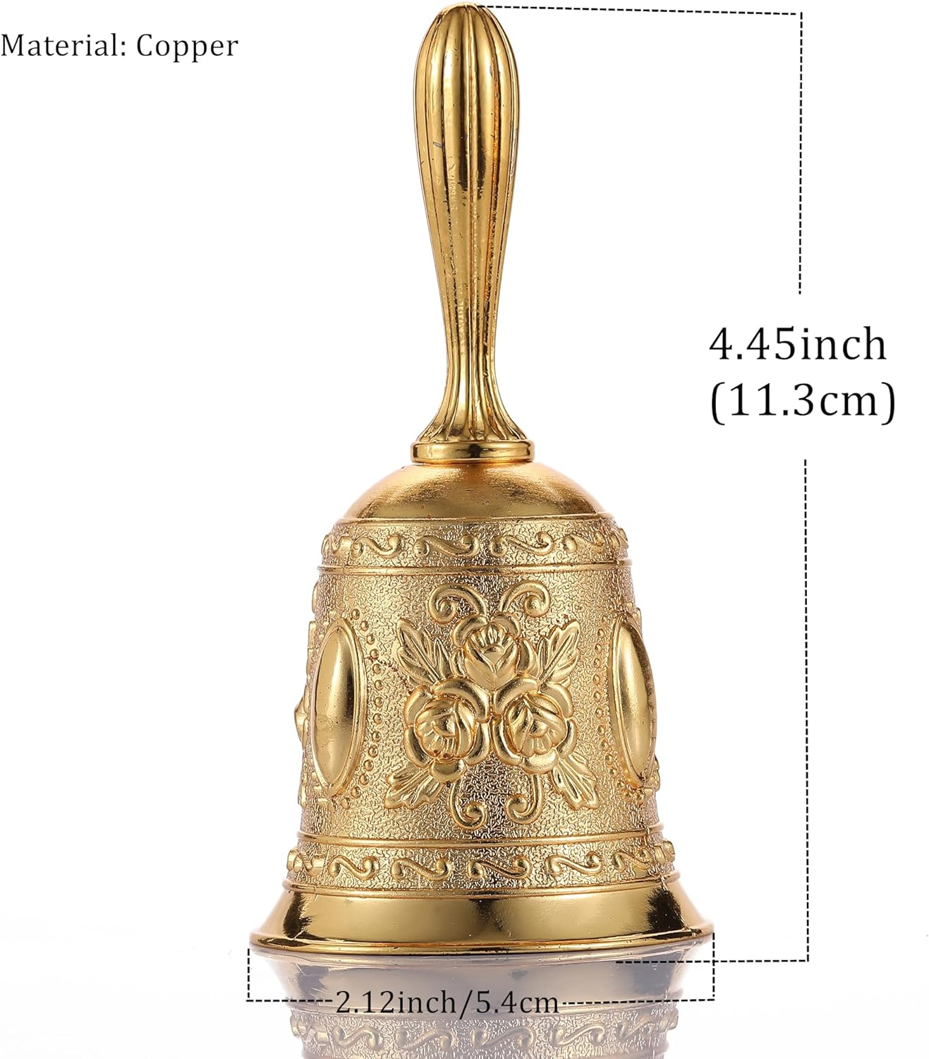 Homelavie Super Loud Solid Brass Gold Hand Call Bell for Wedding, Seniors, Teacher, Dinner, Tibetan, Meditation, Gift image number 5