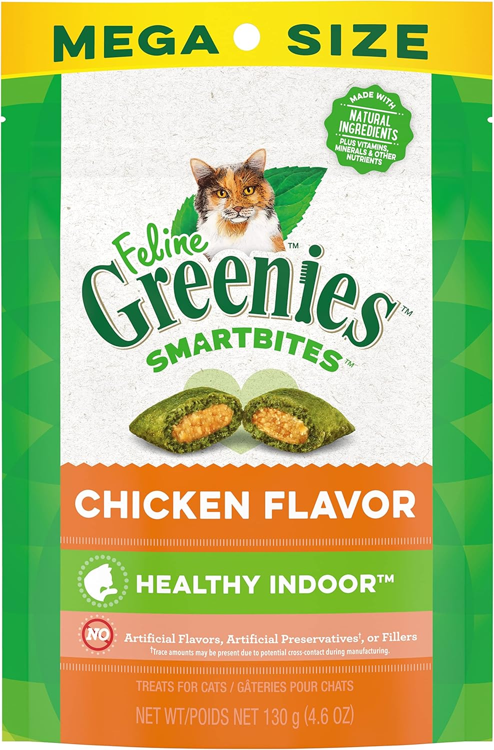 FELINE GREENIES SMARTBITES Hairball Control Natural Cat Treats Chicken Flavor, (10) 4.6 Oz. Pouches image number 4