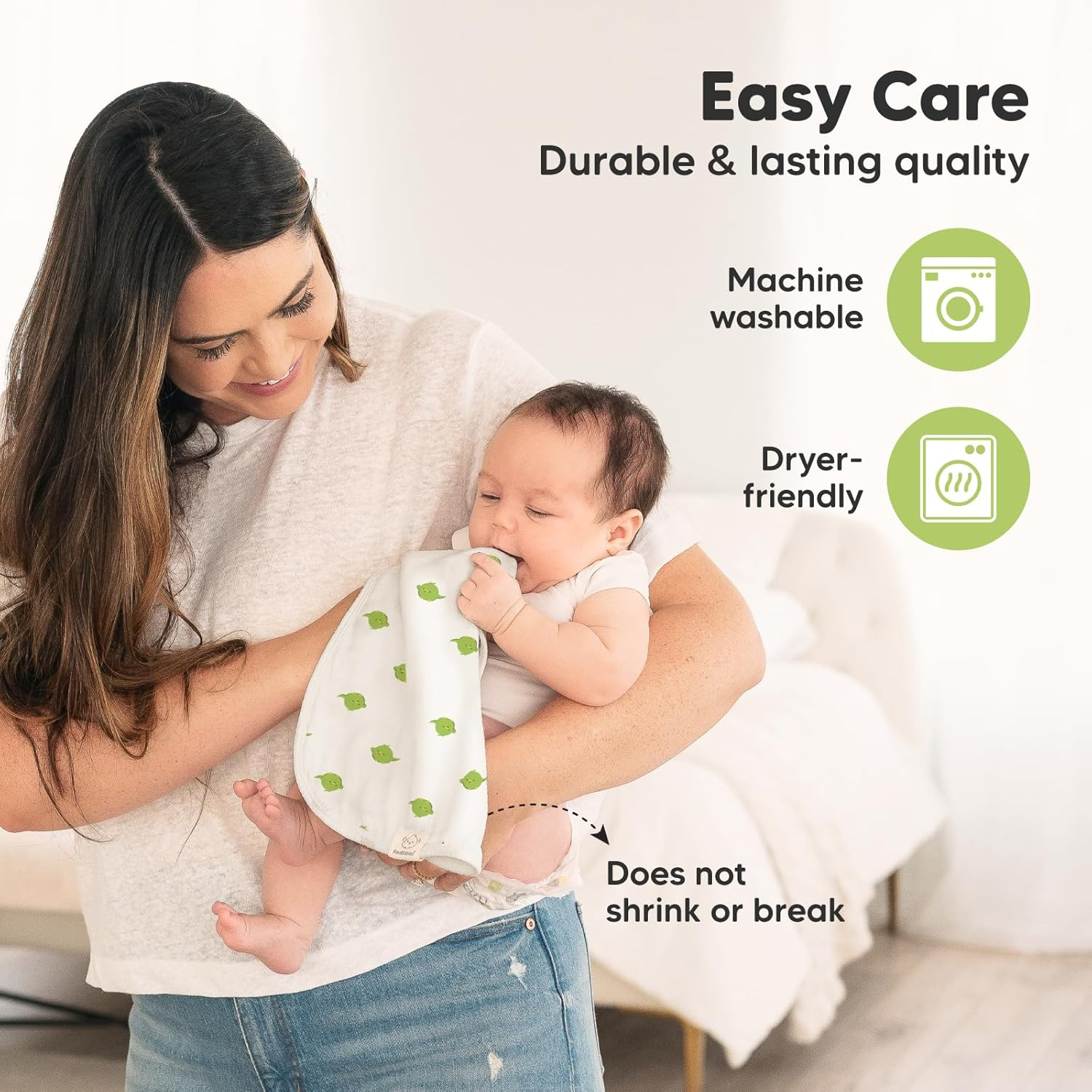 Keababies 5-Pack Muslin Baby Burp Cloths - Organic White Bamboo Cotton Burp Cloth - Burp Rags - Neutral Burp Clothes for Baby Girl, Boy, Newborn (Keababies) image number 6