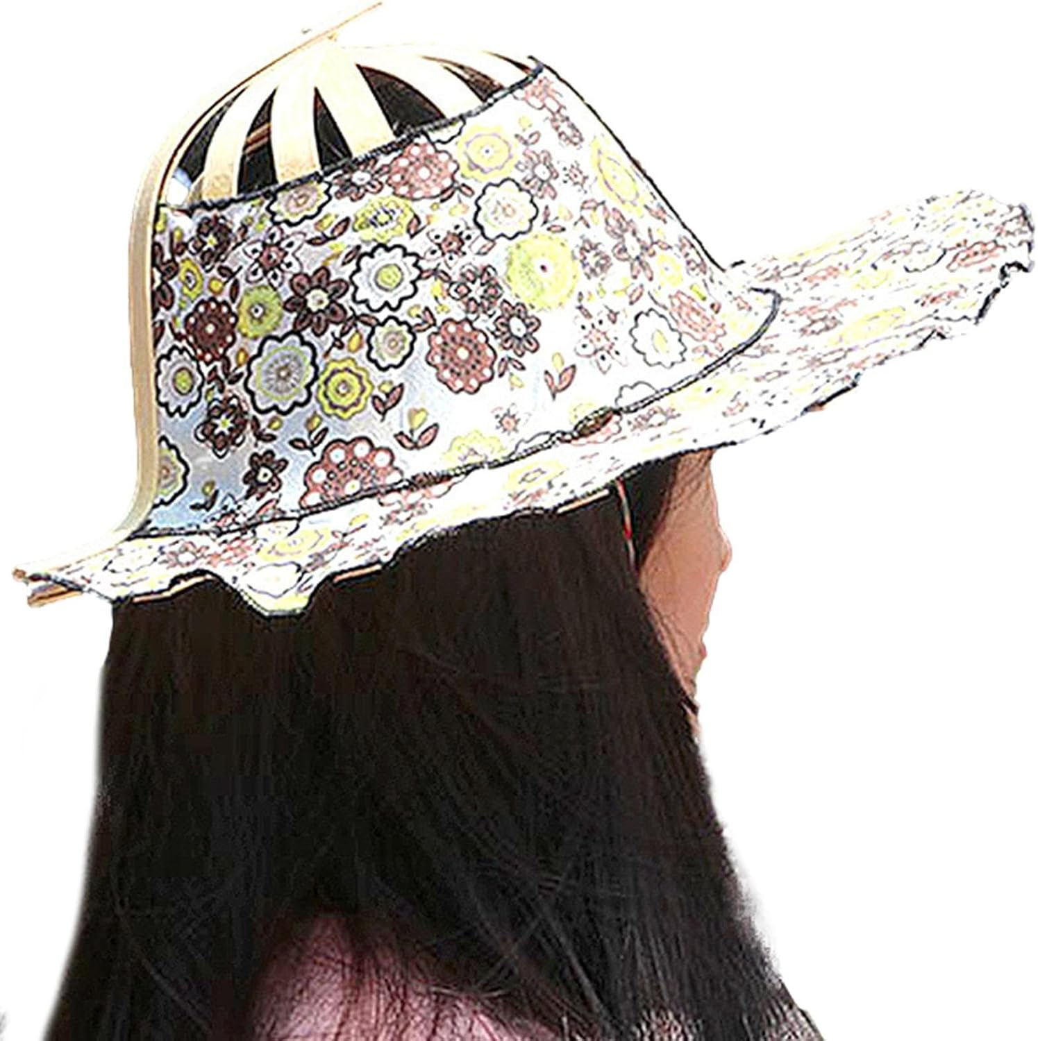 Portable Bamboo Sun Hat - Uv Protection 2 in 1 Bamboo Sun Hat | Bamboo Hat, Beach Hat Hand Fans for Women Foldable for Spring/Summer