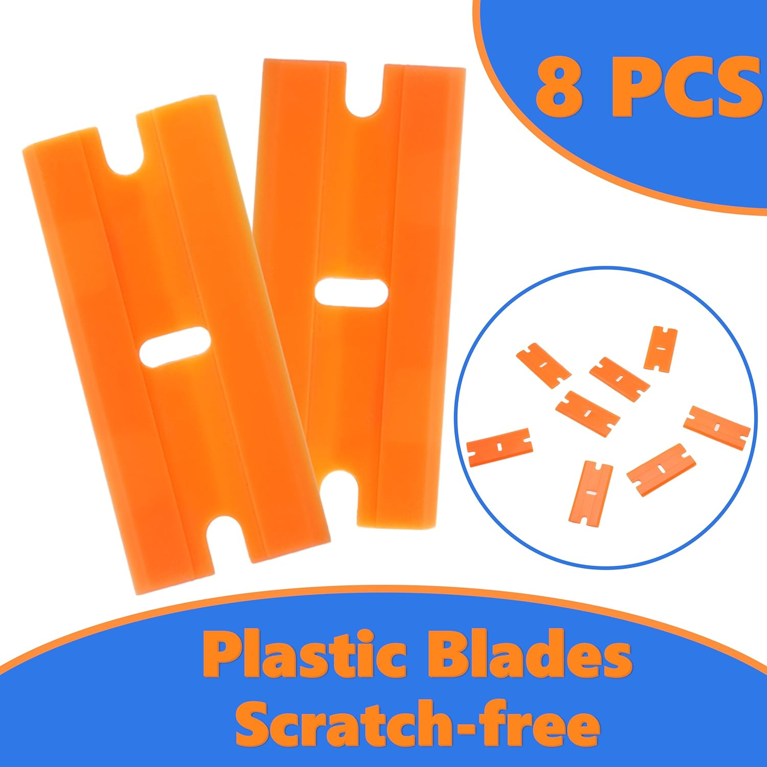 2-Pack Plastic Razor Scraper Tool with 8 Double-Edged Blades - Scratch-Free Sticker Remover for Car Windscreen, Glass, Kitchen, Rego Labels - Safe Adhesive Decal & Glue Removal Gadget image number 4