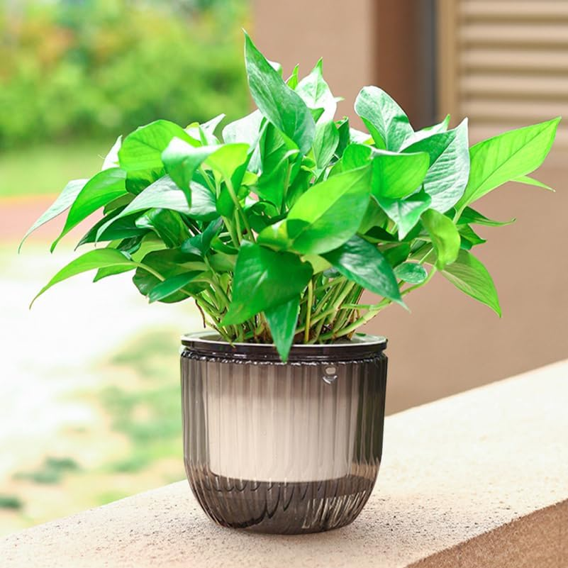 Yarnow 3Pcs Resin Hanging Flower Pots with Self-Watering Design and Drainage Holes for Indoor and Outdoor Planting image number 3