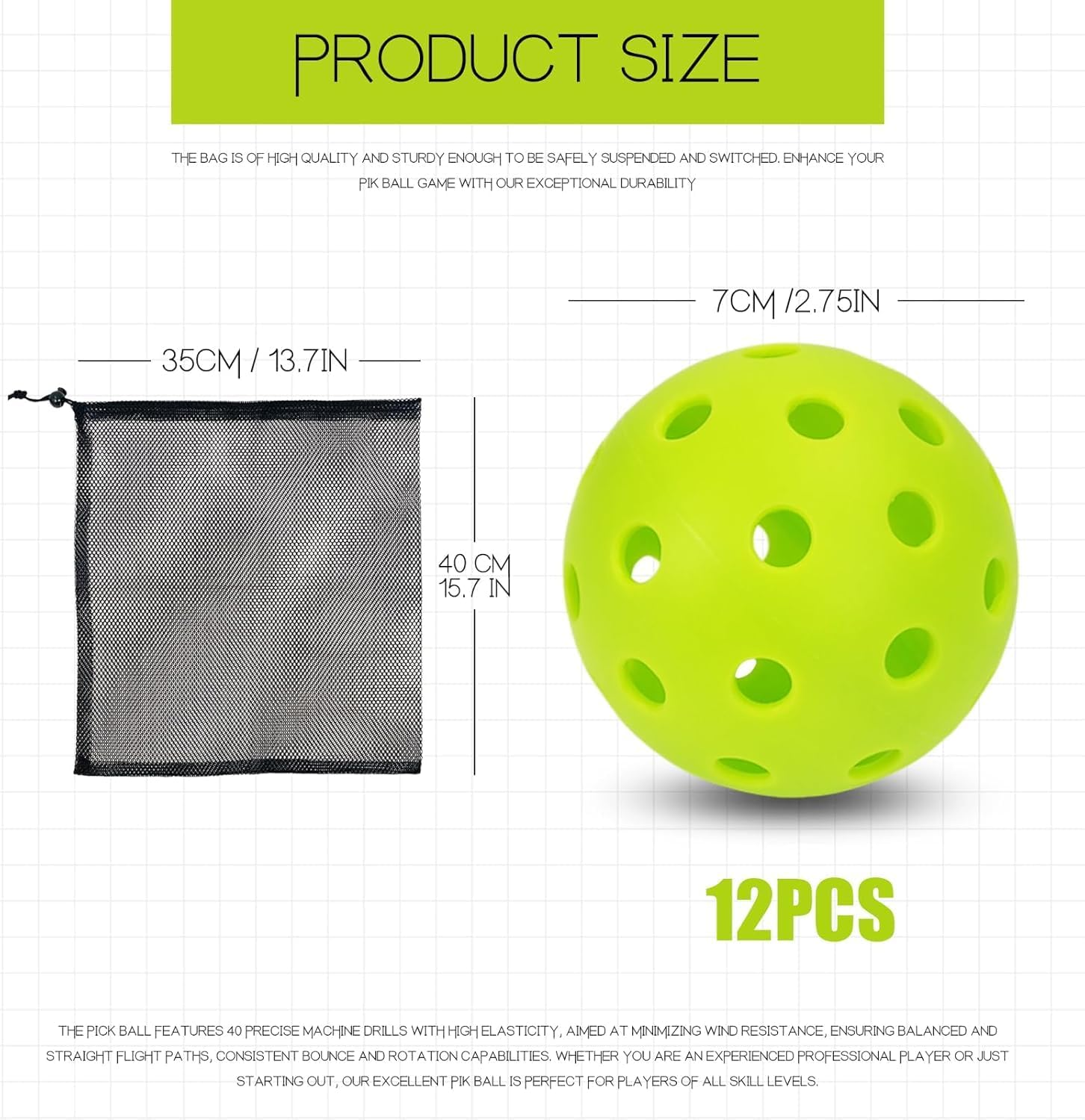 Tennis Balls, 12 Pack Advanced Training Tennis Balls Practice Balls, Pet Dog Playing Balls, Come with Mesh Bag for Easy Transport, Good for Beginner Training Ball image number 3