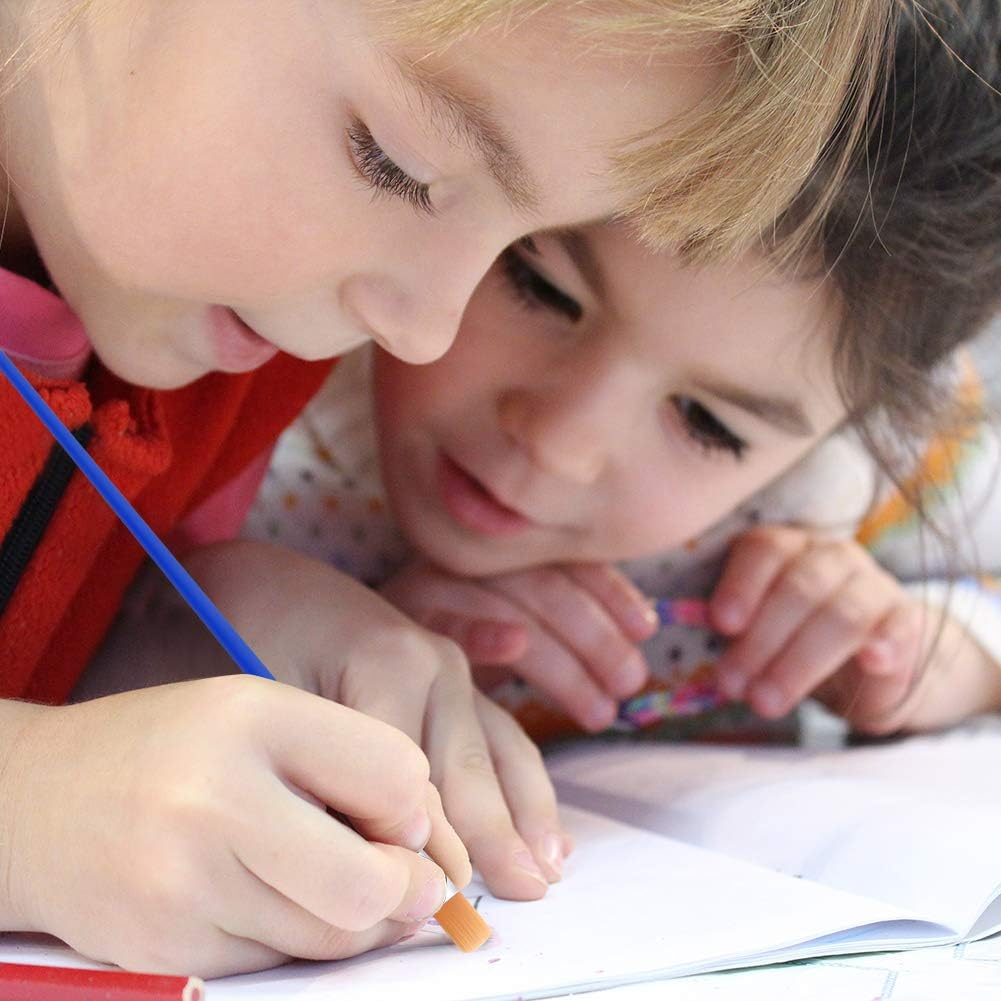 UPINS 60 Pcs 9Mm Wide Flat Paint Brushes Set with Nylon Hair, Small Brush Bulk for Detail Painting Short Plastic Handle Acrylic Oil Watercolor Fine Art Painting for Kids Students Starter Adults Artis