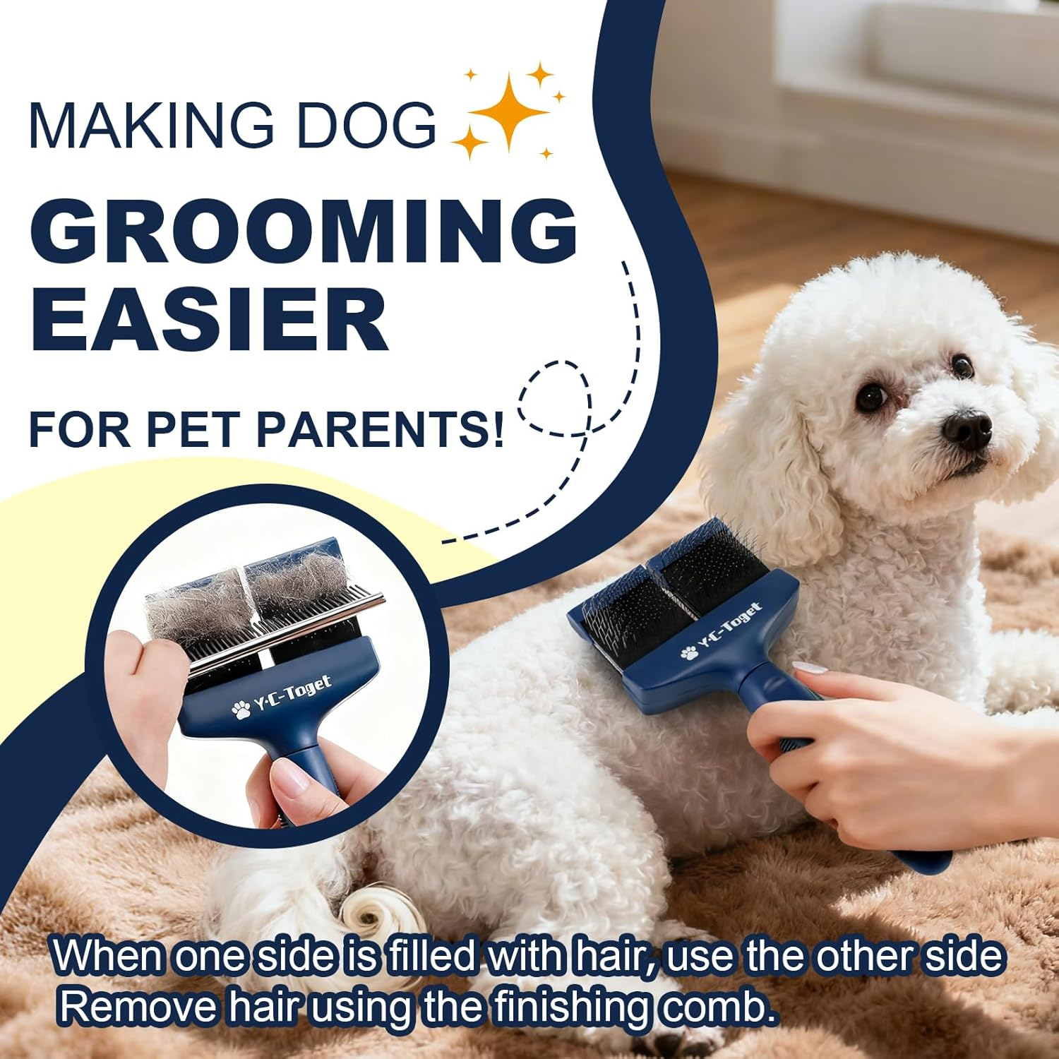 Flexible Double-Sided Slicker Dog Brush for Doodle & Poodle- Dog Grooming Hair Brush for Goldendoodles & Labradoodles- Gentle Detangling and Undercoat Brush for Dogs image number 3