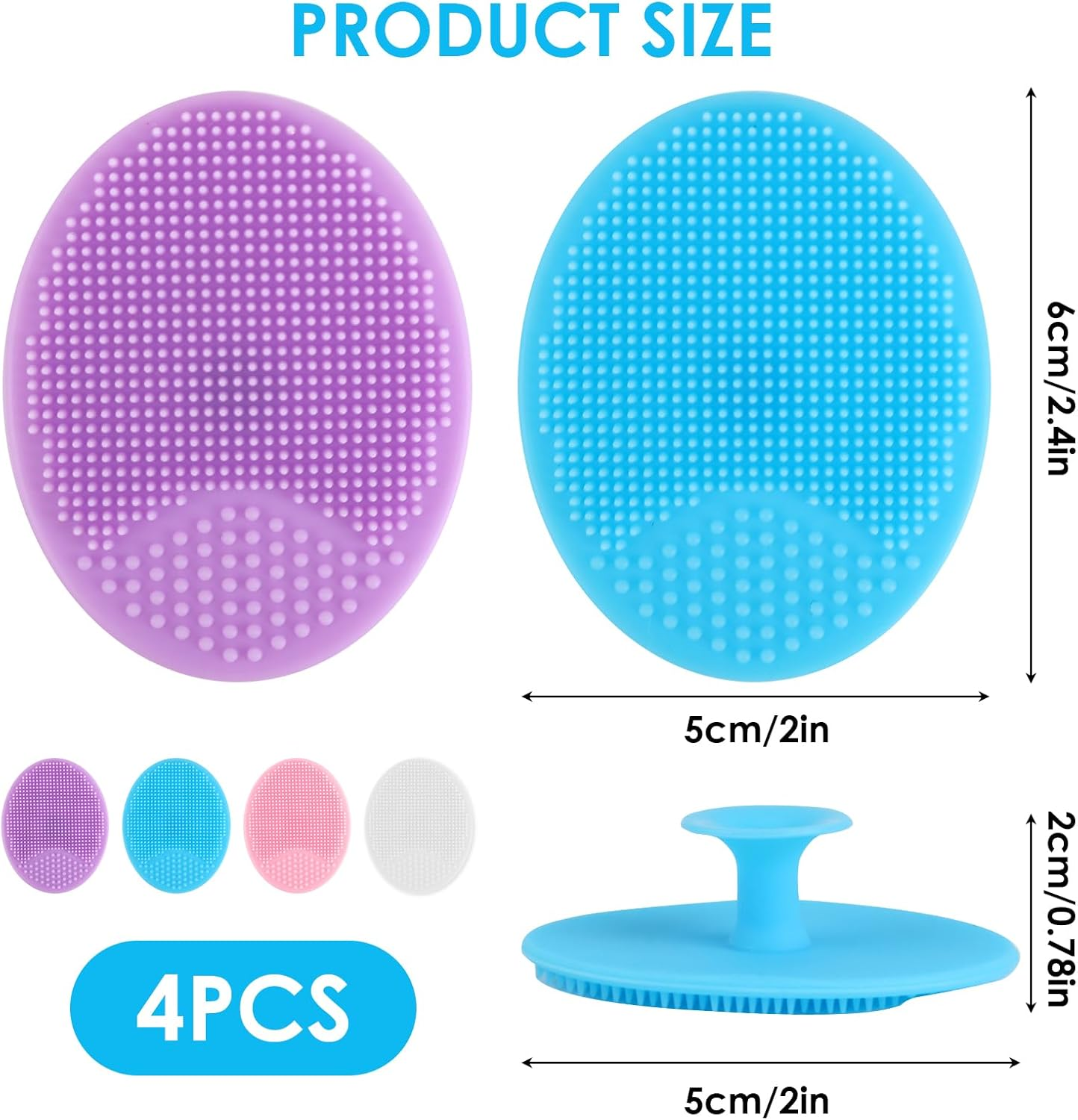 4 Pcs Silicone Face Scrubber, Soft & Gentle Pore Cleansing Brush for Blackhead Removal and Deep Pore Cleaning, Portable Cradle Cap Brush Travel or Fast-Paced Life for Men & Women (D) image number 5