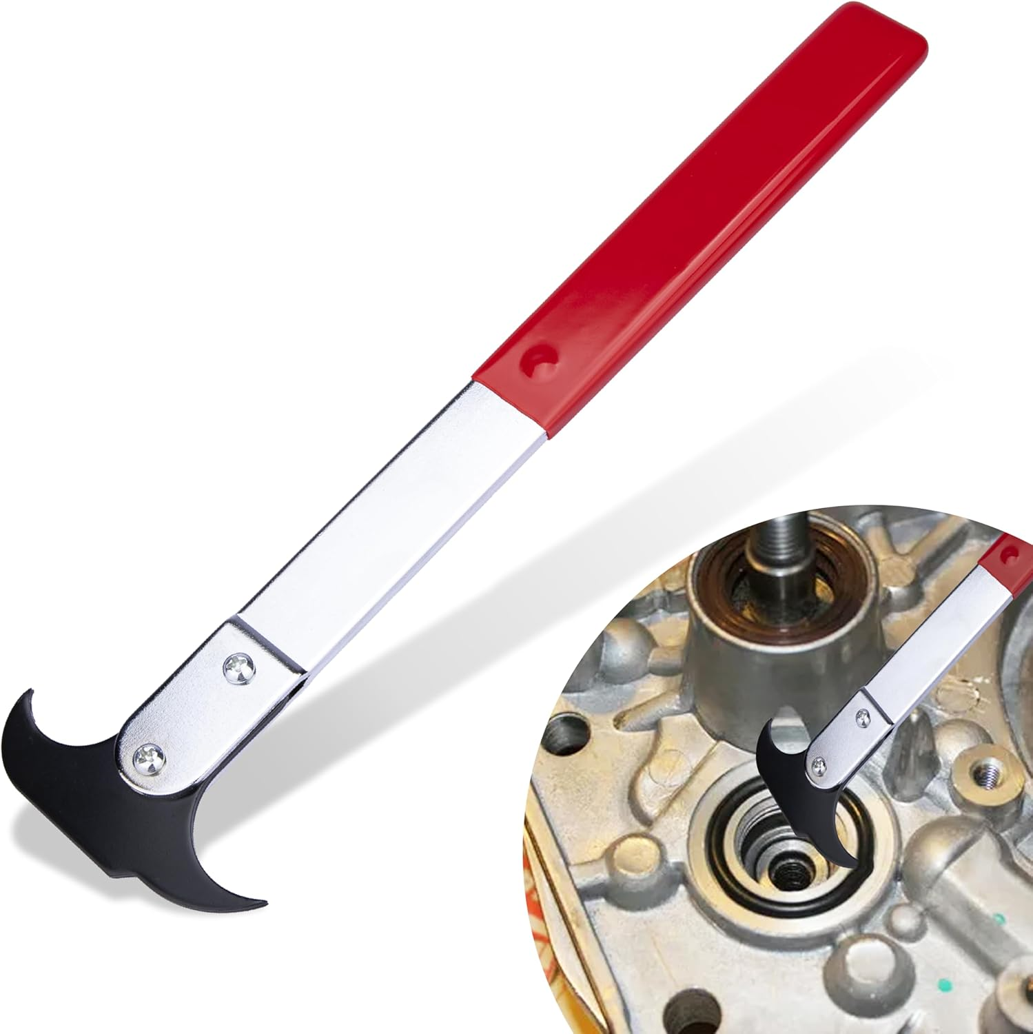 Ecocstm Seal Puller Tool, Oil Seal Removal Tool with Dual Hook, Universal Wheel Seal Twister Puller, Heavy Duty Seal Puller and Installer Kit for Oil and Grease Seals Removal image number 5