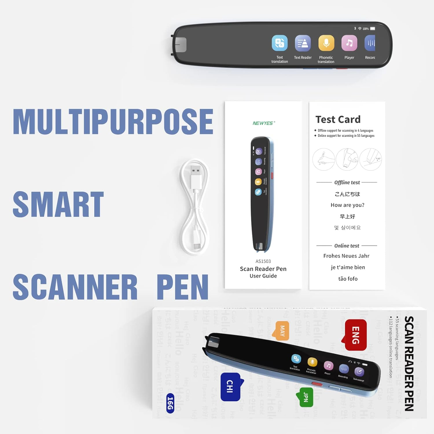 NEWYES Scan Reader Pen Dyslexia Tool Reading Pen for Students Adults, Translator Scanner Pen image number 1