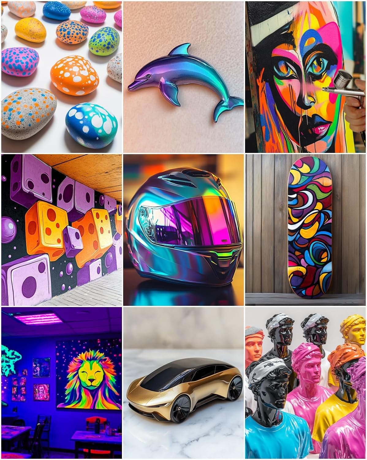 Roizefar Airbrush Paint, 36 Colors with 4.05 Fl Oz Thinner & 4.05 Fl Oz Cleaner, Water-Based Air Brush Paints Acrylic Ready to Spray, Includes Iridescent, Metallic, Neon, Classic Colors, 20Ml/Bottle - 18 Colors image number 2