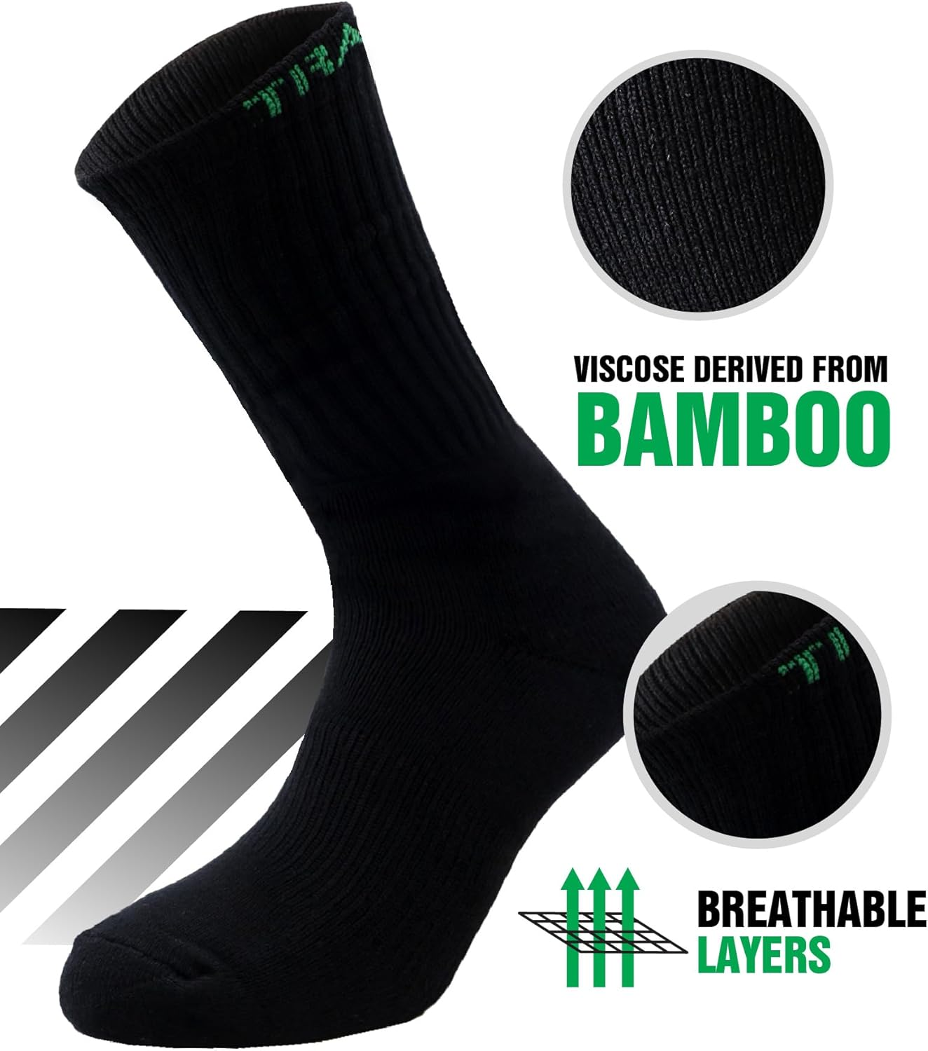 TRADIE Mens 6-Pack Bamboo Crew Work Sock, Durable Mens Socks, Breathable, Mositure Wicking Bamboo Crew Socks, Mens Socks image number 1