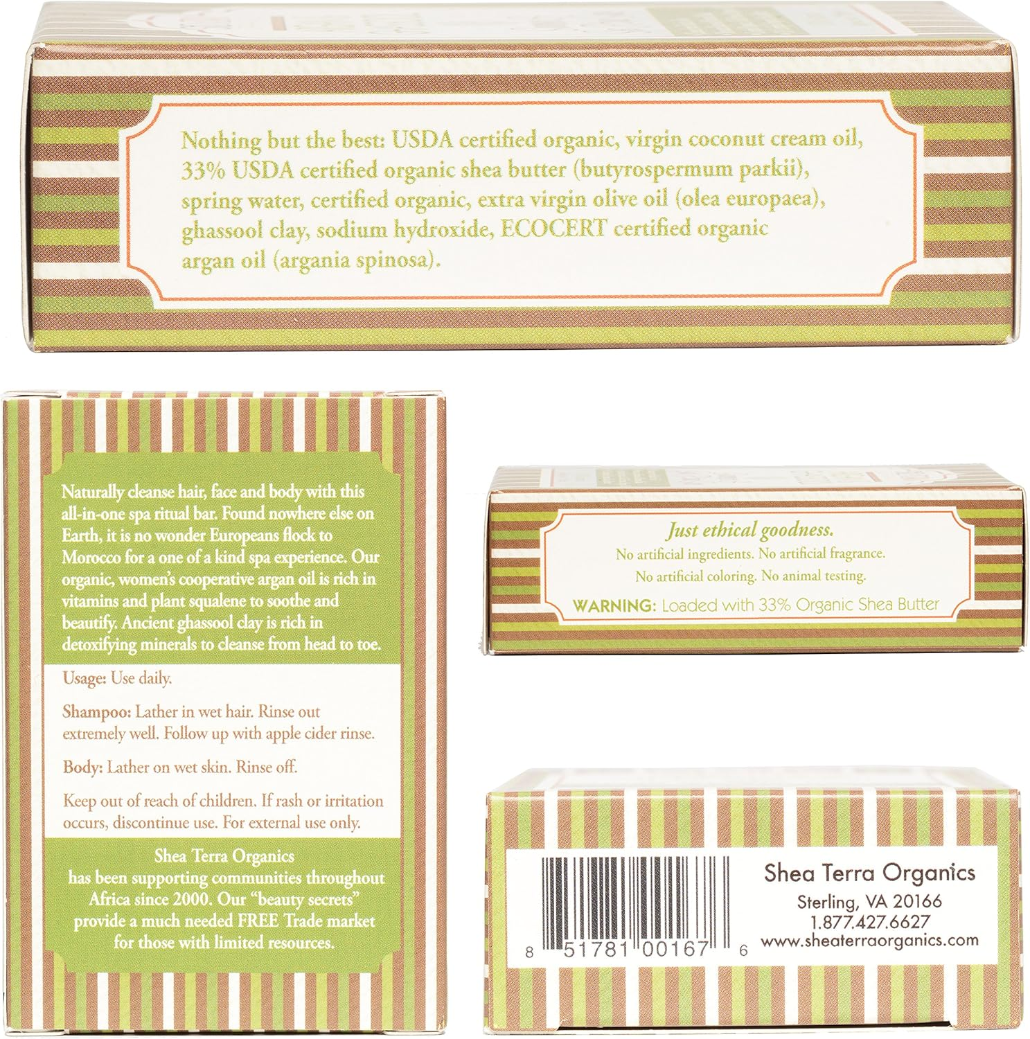 Shea Terra Organics - Shampoo & Spa Ritual Soap Argan & Gassool - 4 Oz. image number 6