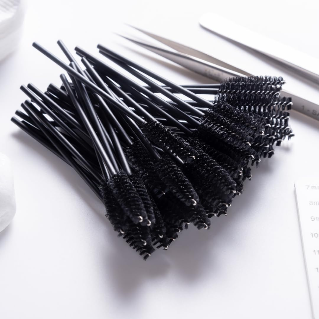 PARENCE - Set of 50 Semi Reusable Eyelash Brushes - Premium Silicone Soft Fiber - Eyelash Brushes Mascara Makeup Tool - 50Pcs (Random Color) image number 1