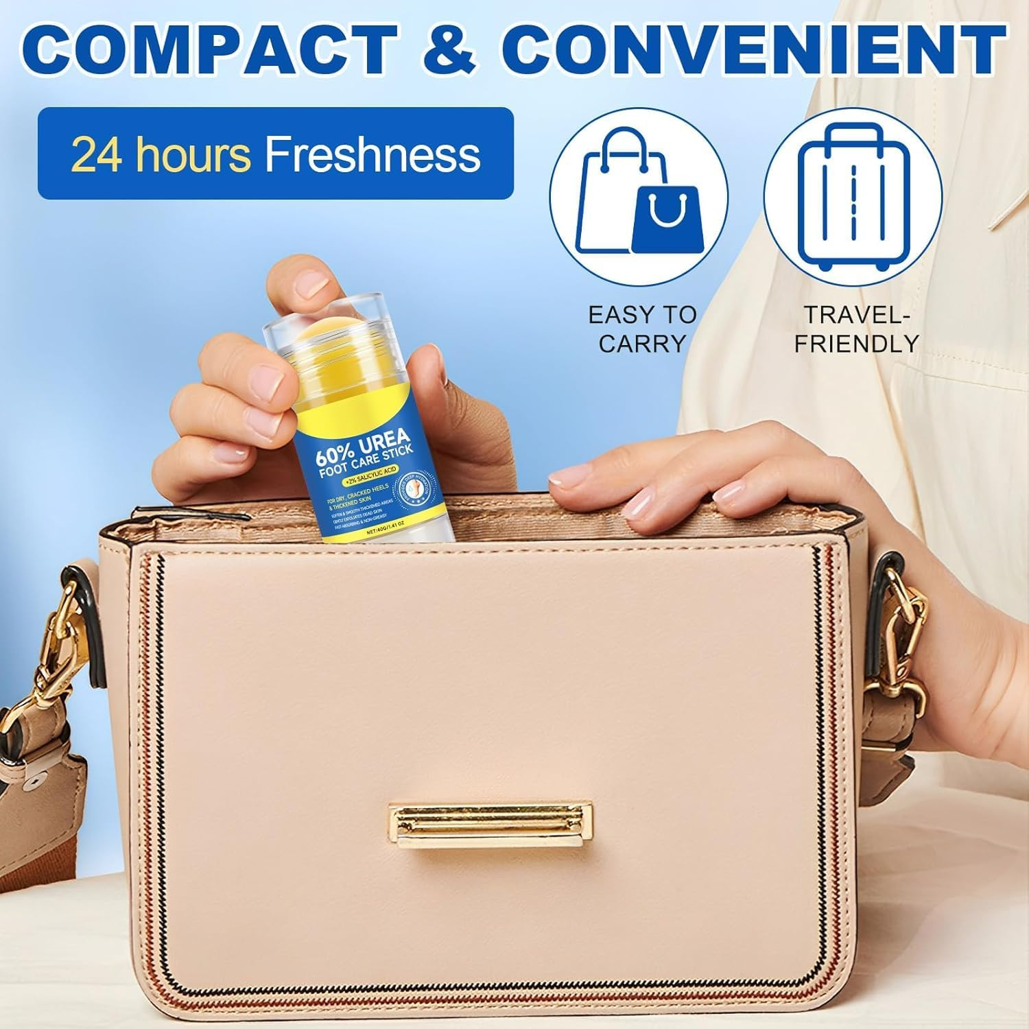 60% Urea with 2% Salicylic Acid Urea Foot Care Stick, Foot Cream Moisturizer for Dry Cracked Feet, Knees, Elbows, Hands,Moisturizes and Hydrates the Dry Skin,Callus Remover & Skin Softener image number 4