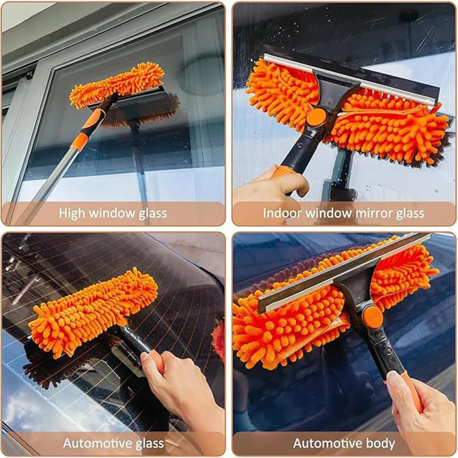 Tall Duster for High Ceilings - Long Reach Duster,Window Squeegee Cobweb Remover Cleaning Tools Kit for Furniture Indoor Home Roof Ceiling Fan Outdoor image number 5