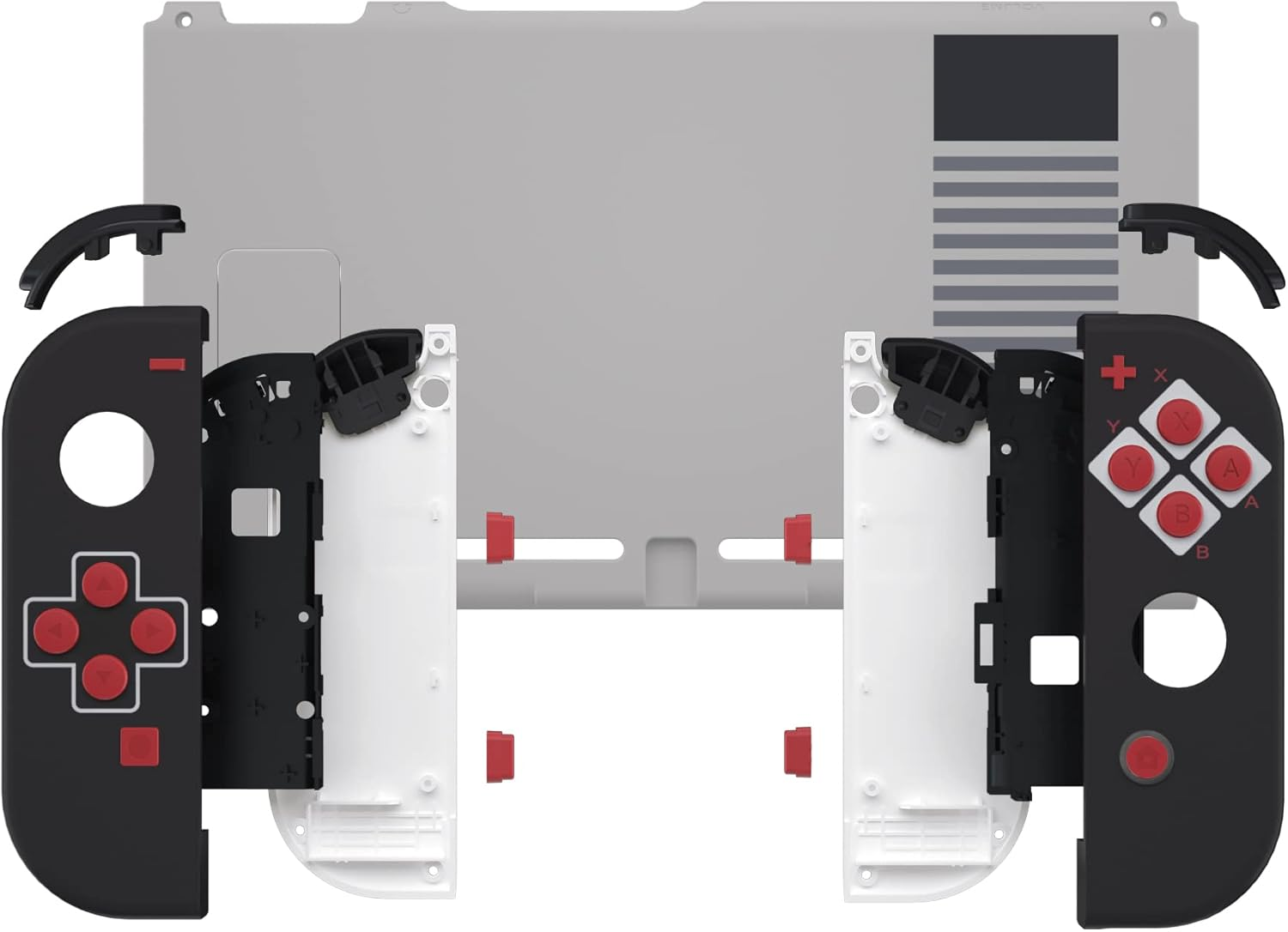 Extremerate Back Plate for Nintendo Switch Console, NS Joycon Handheld Controller Housing with Full Set Buttons, DIY Replacement Shell for Nintendo Switch - Classics NES Style - Classic Nes Style image number 4