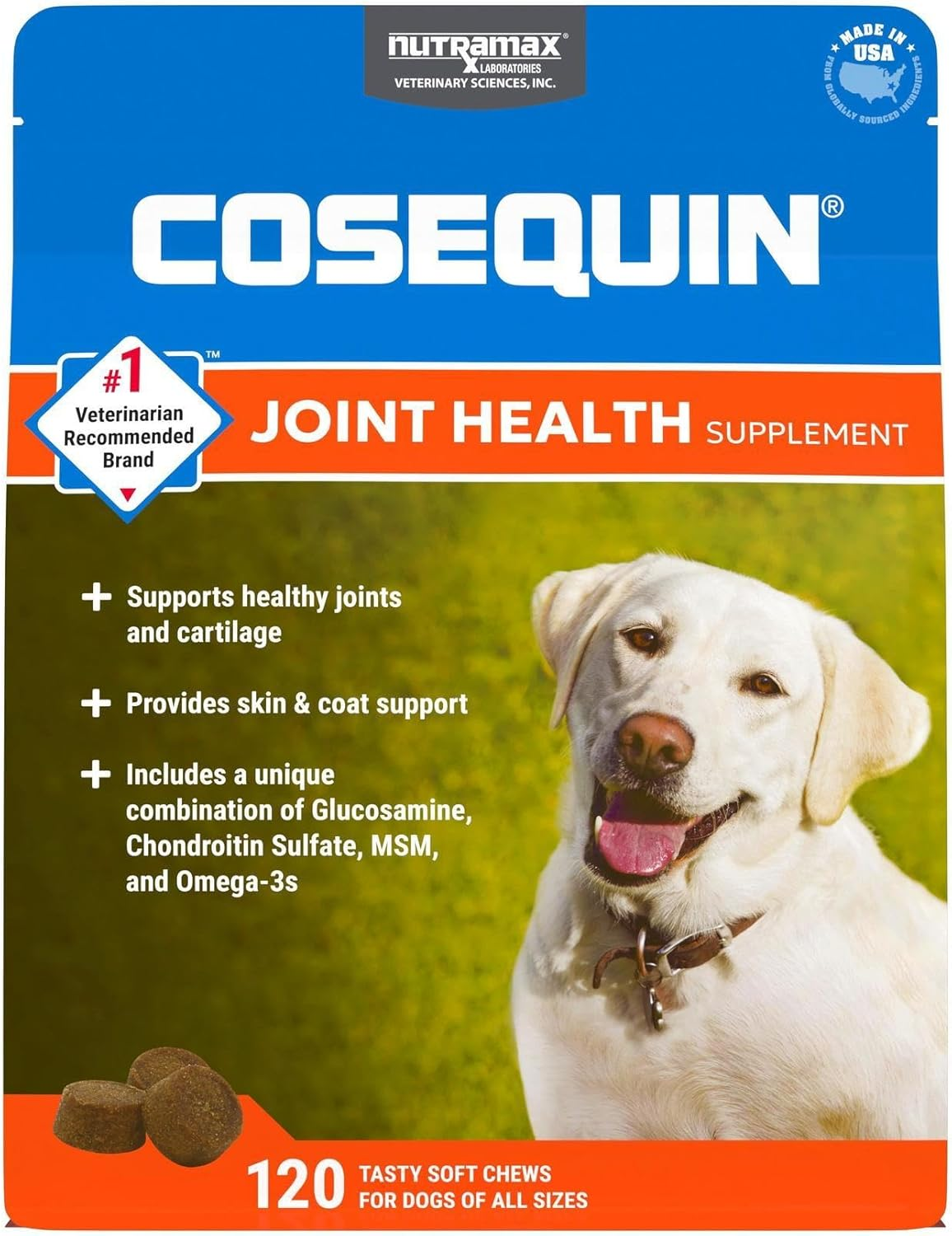 Nutramax Cosequin Joint Health Supplement for Dogs - with Glucosamine, Chondroitin, MSM, and Omega-3'S, 120 Soft Chews image number 2