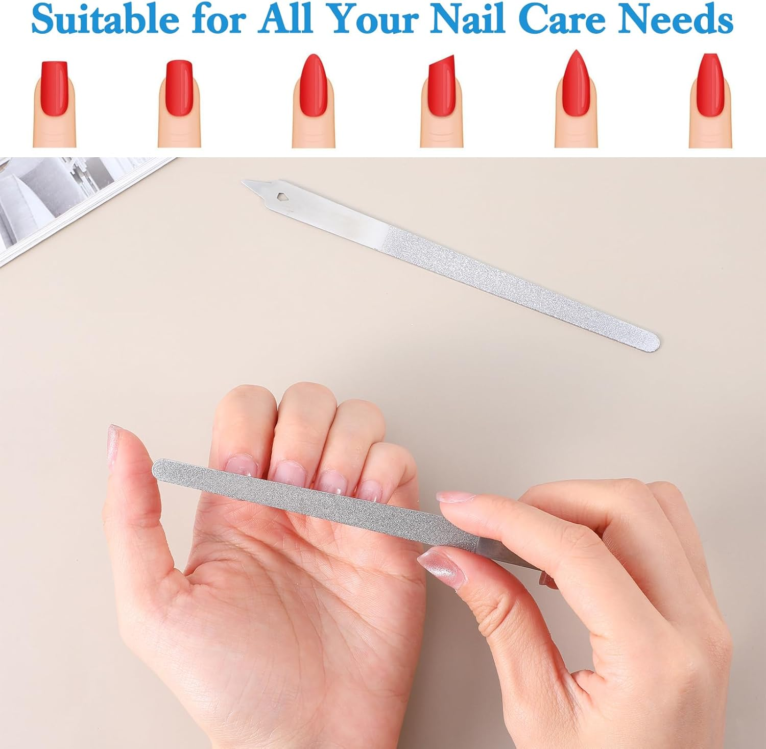 4 Pcs Diamond Deb Nail Files with Sharp Pointed Tip, Double Sided Metal Nails File for Natural Nails, Stainless Steel Nail Dresser Buffering Files Tools for Salon Home Manicure Pedicure image number 5