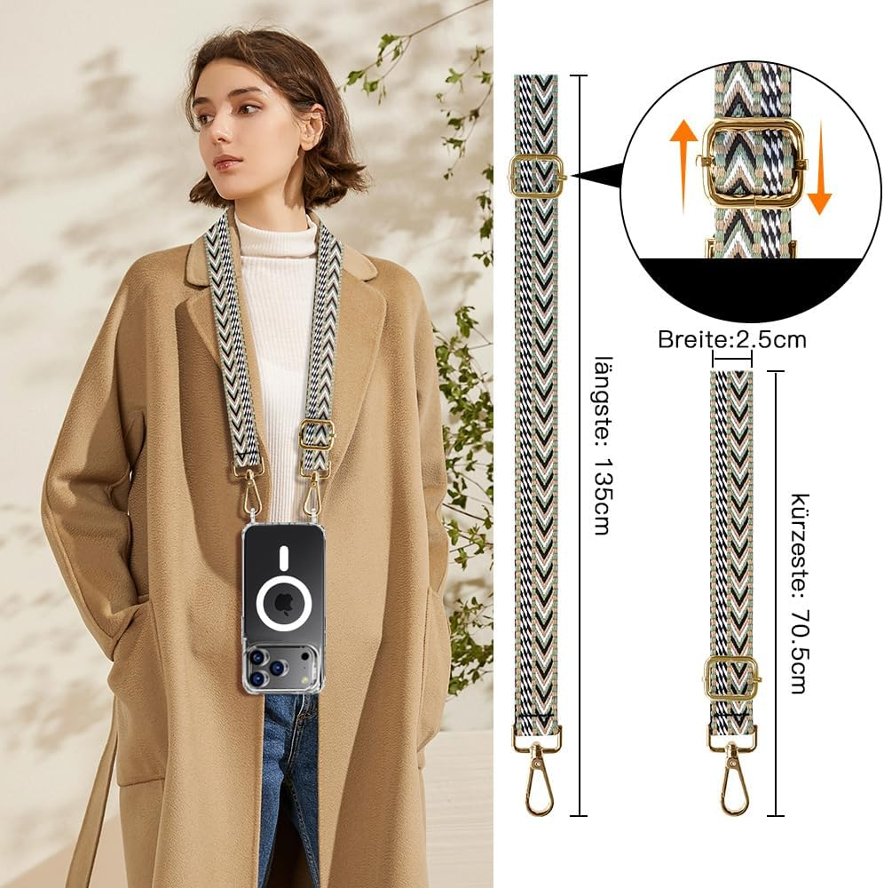 Unnfiko Mobile Phone Chain for Iphone 17 Pro, Magsafe Case with Strap, Transparent Magnetic Mobile Phone Case with Adjustable Chain for Hanging image number 5