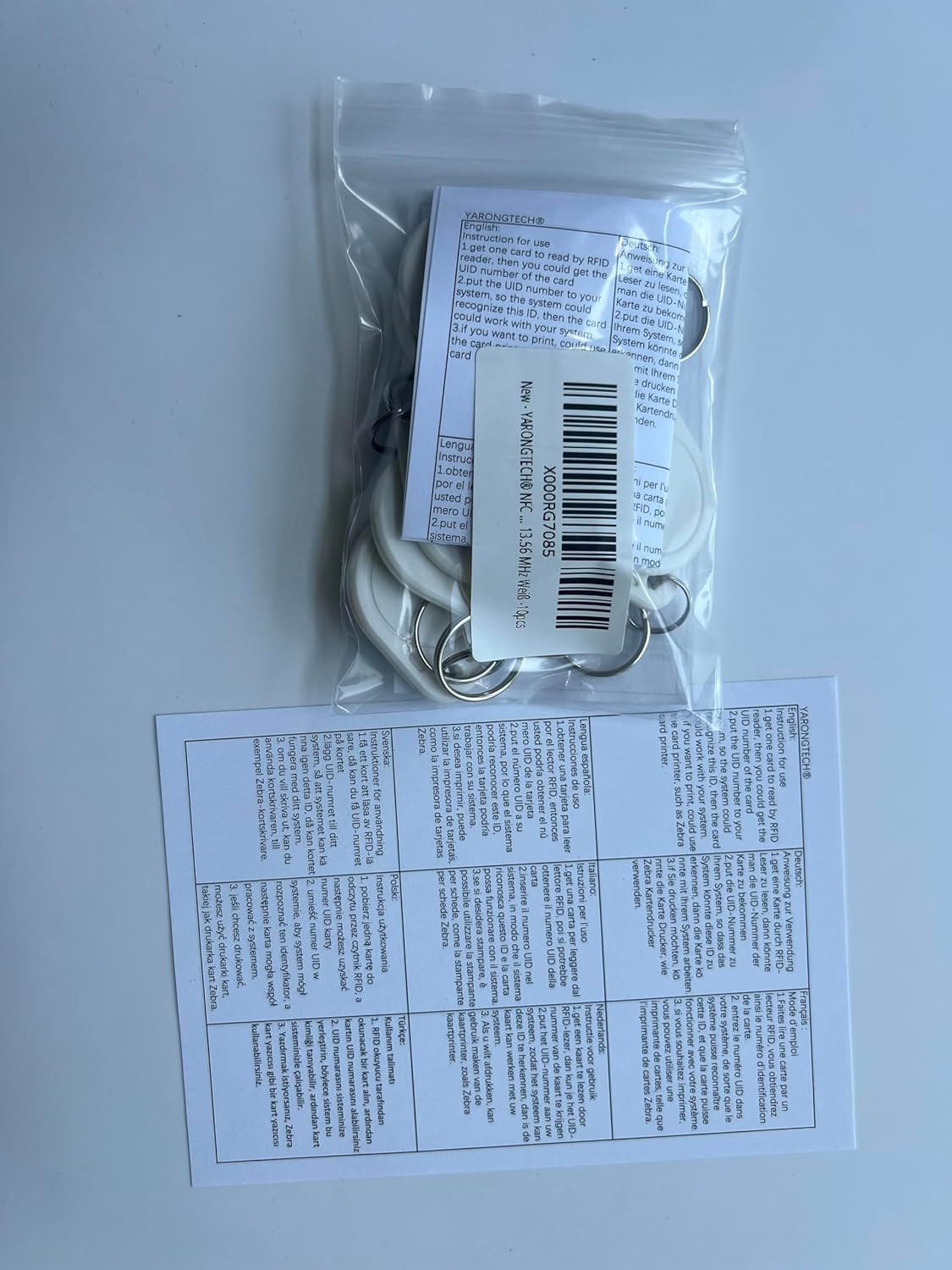 YARONGTECH 13.56Mhz RFID 1K Key Ring Tag Iso14443A Badge (Pack of 10) image number 6