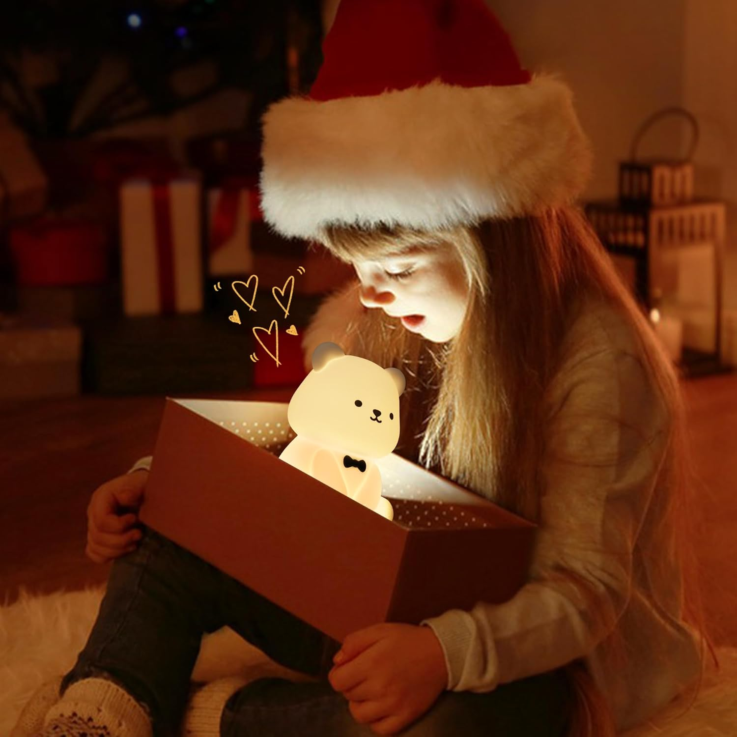 Yuandian Night Light, Silicone Nightlights (Style White Teddy Bear)