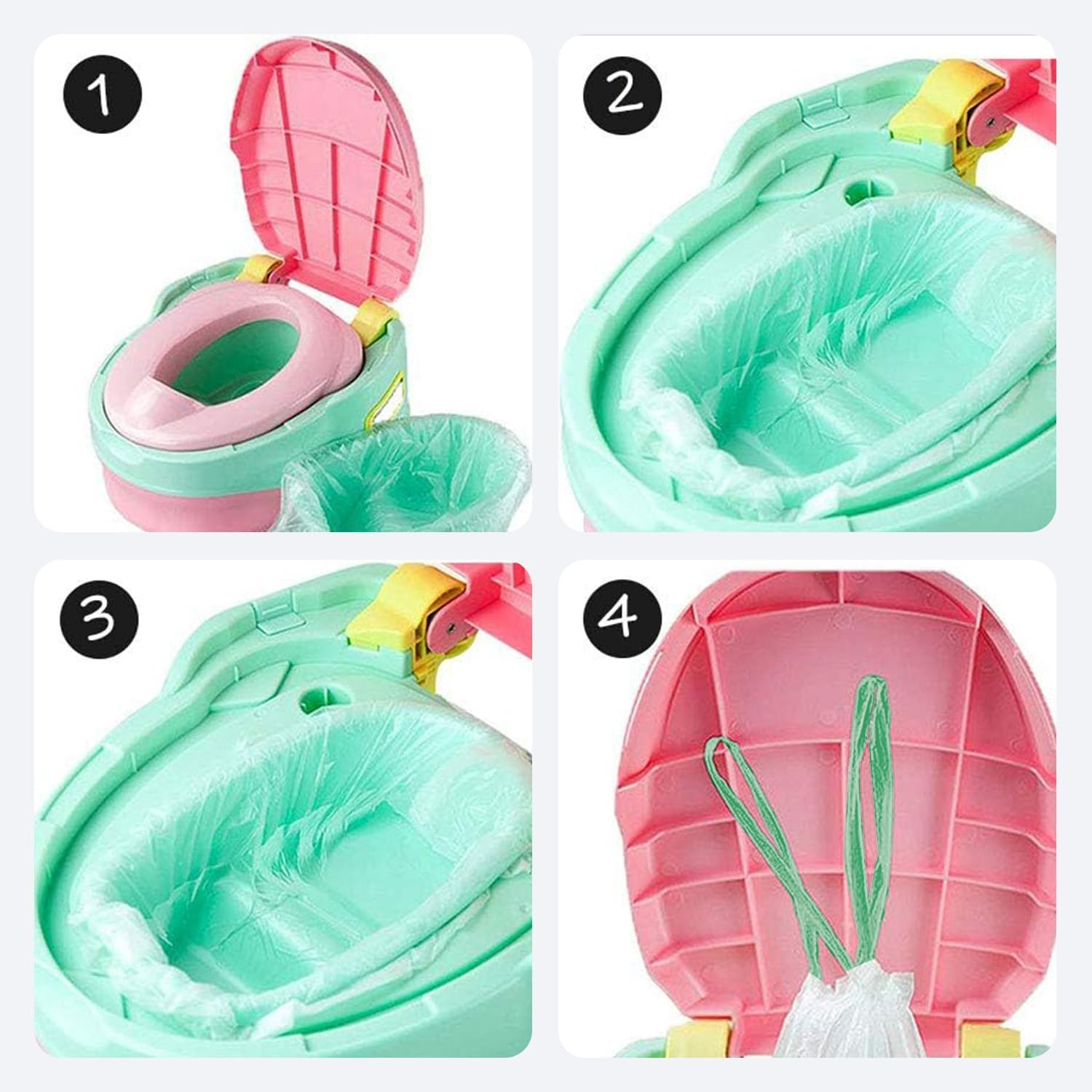 100PCS Toilet Seat Cleaning Bag, Travel Potty Liners, Portable Universal Potty Trainer Linersdisposable Traning Toilet Seat Bin Bags with Drawstring (17.71" X 9.45"Inch)