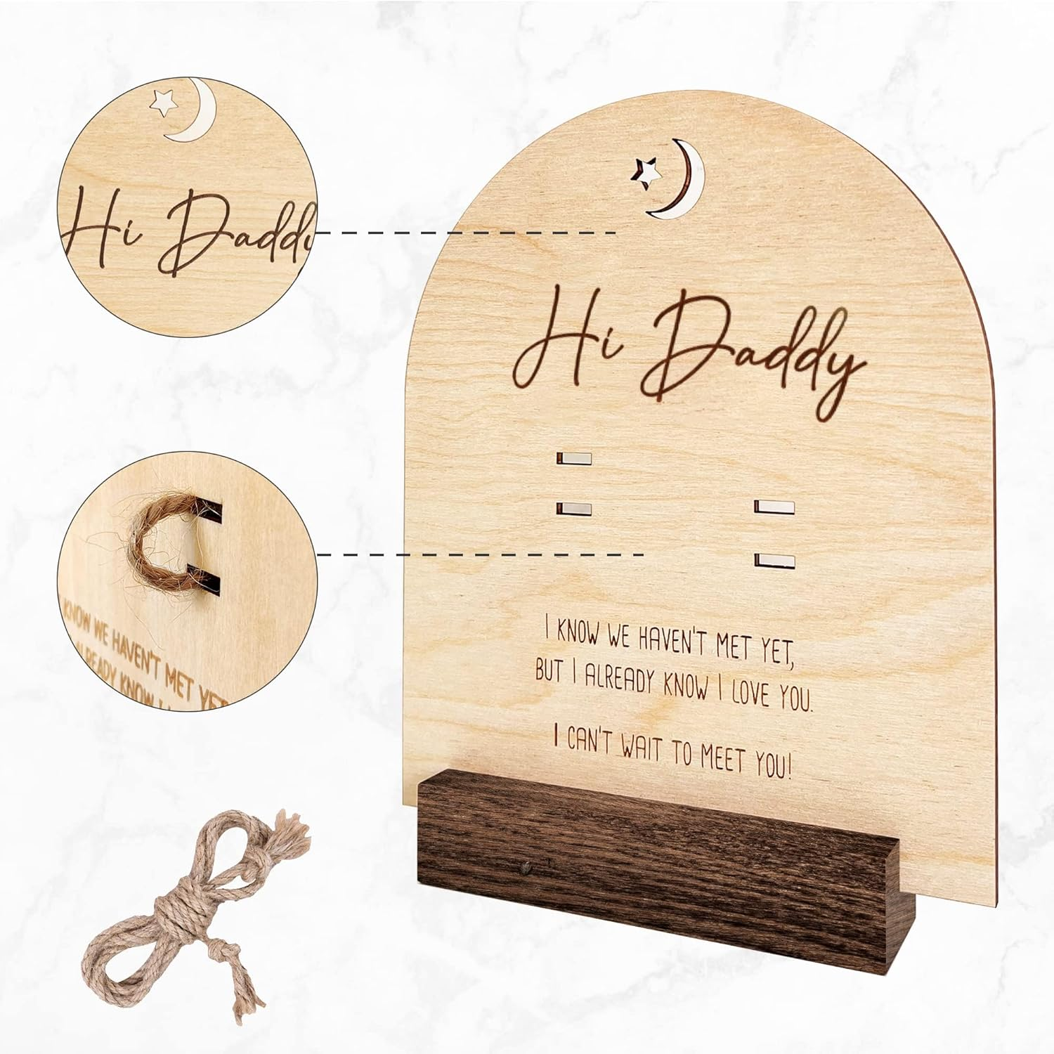 Pregnancy Announcement for Dad- Hi Daddy Pregnancy Test Keepsake Wooden Sign- Baby Surprise Announcement Ideas, Pregnancy Reveal to Husband image number 3