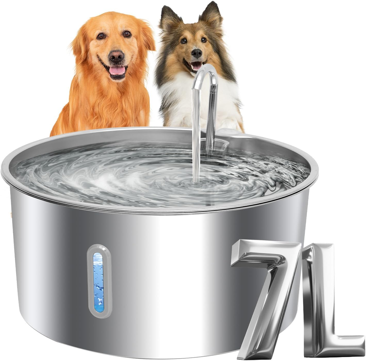 Dog Water Fountain for Large Dogs: 7L/236Oz/1.8G Dog Fountain Stainless Steel - Big Cat Drinking Fountain Indoor - Super Quiet Water Fountain for Dogs inside - for Large Dog Cats & Multi-Pet Home image number 3