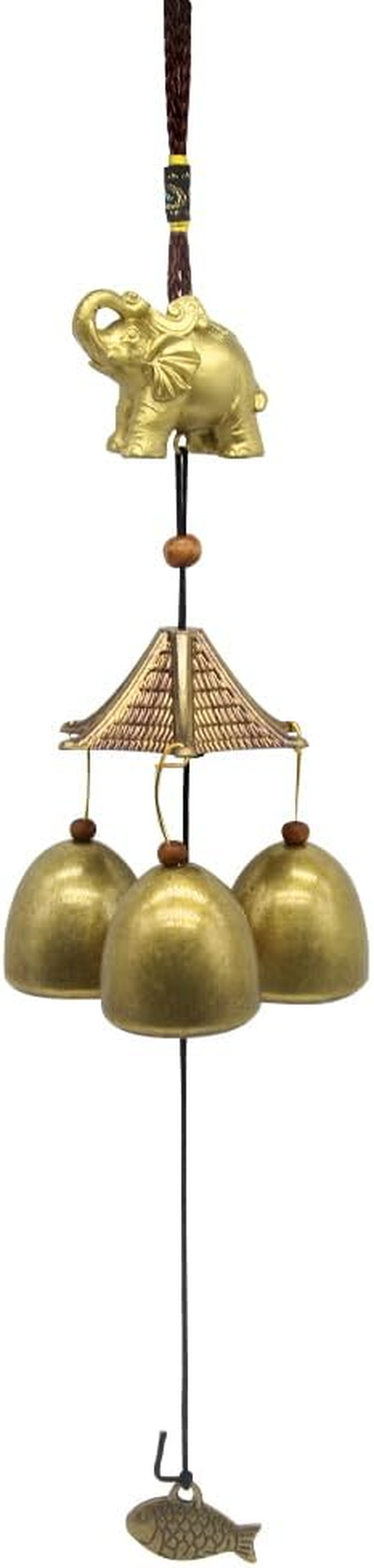 Hooshing Elephant Wind Chimes Metal Bronze Bells Feng Shui Wind Chimes for Lucky Outdoor Garden Patio Hanging Decor Gift image number 4