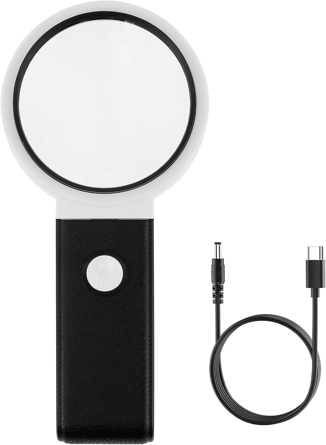 Magnifying Glass with Light and Stand 10X 25X Foldable Magnifier USB Handheld and Standing Illuminated Magnifier Reading Lighted Magnifying Glass for Reading(Black,1)