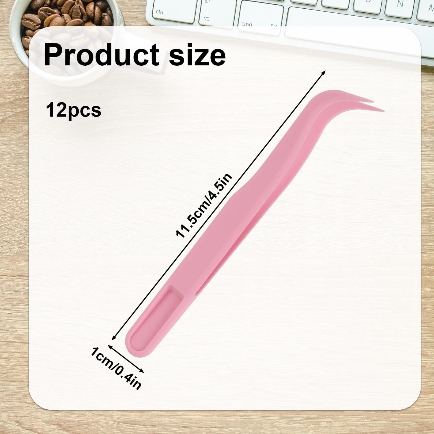 12Pcs Plastic Tweezers, 11.5Cm/4.5In Non-Slip Grip Bent Tip Jewelry Tweezers Crafts Baking Decorations & Reptile Feeding for DIY Jewelry Making Kids (Pink) image number 3