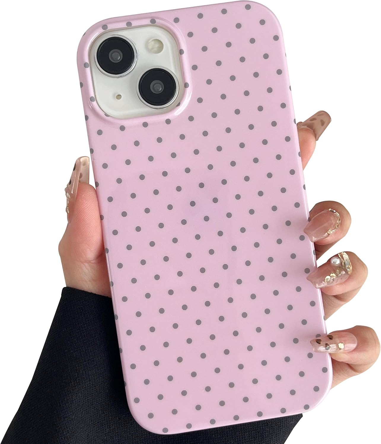 TQLGY for Iphone 15 Case Cute Polka Dot Phone Case Soft TPU Slim Shockproof Protective Cover for Women Girls, Pink image number 1
