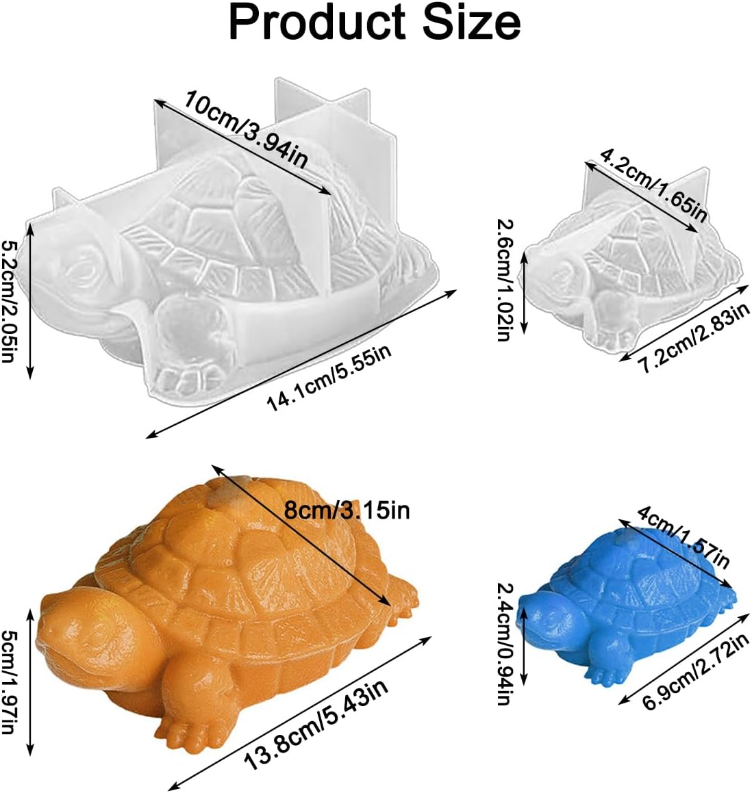 3D Sea Turtle Resin Molds, AFUNTA 2 PCS Animal Epoxy Resin Molds Tortoise Candle Mold, DIY Resin Ornament Molds for Resin Craft, Home Decor image number 4