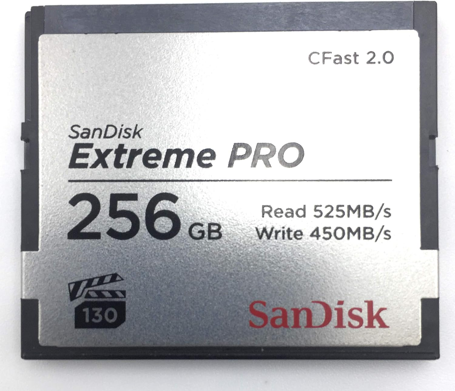 Sandisk Extreme Pro Cfast 2.0, CFSP 256GB, VPG130, 525Mb/S R, 450Mb/S W, 4X6, Lifetime Limited, Silver (SDCFSP-256G-G46D)