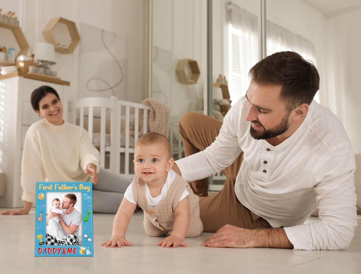 Daddy and Me First Fathers Day Picture Frame 1St Father&rsquo;S Day Photo Frame Gifts for New Dad Newborn Baby First Time Dad Photo Frames from Daughter Son Baby Nursery Decor image number 5