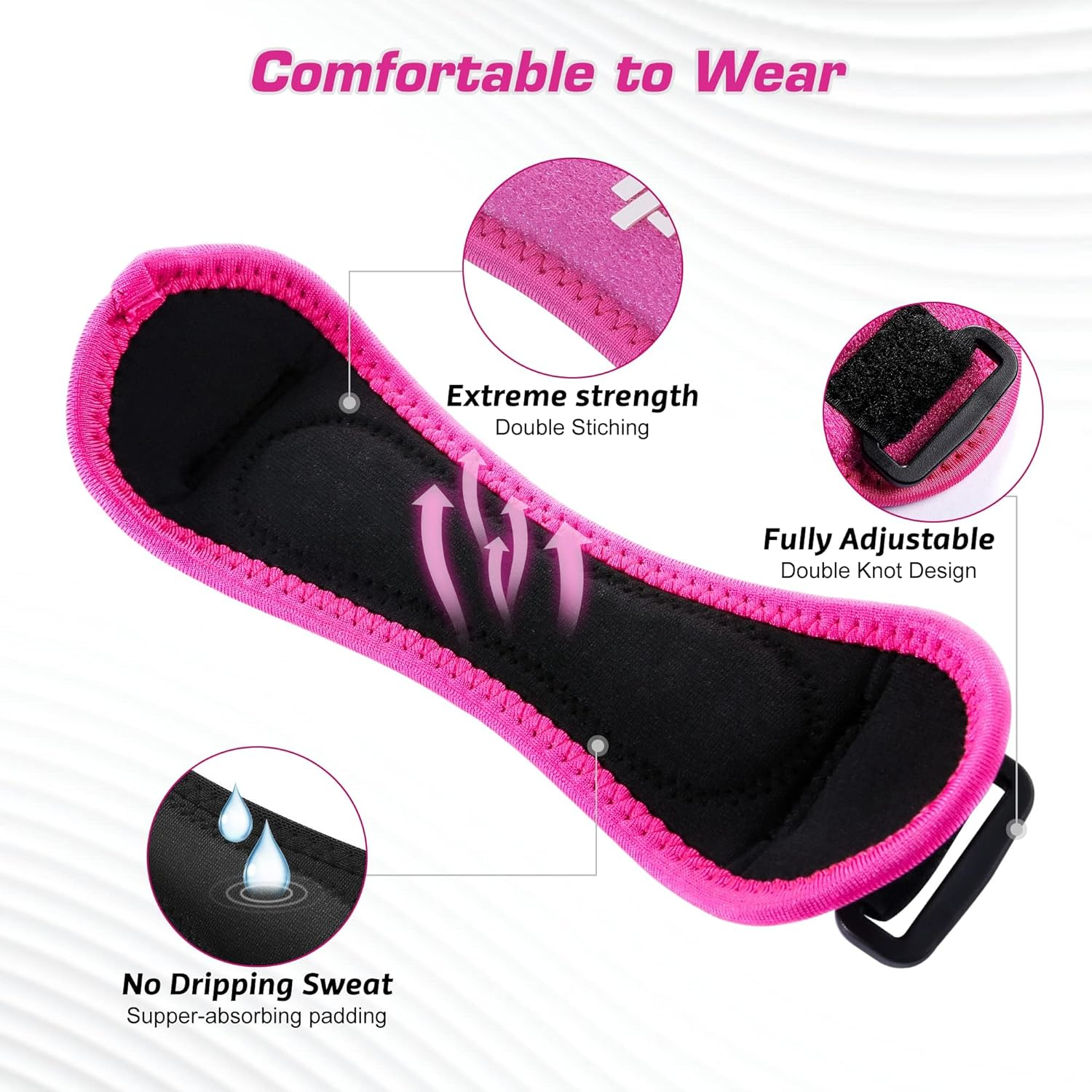 2PCS Knee Pain Relief & Patella Stabilizer Knee Strap Brace Support for Hiking, Soccer, Basketball, Running, Jumpers Knee, Tennis, Volleyball & Squats (Pink, One Size)